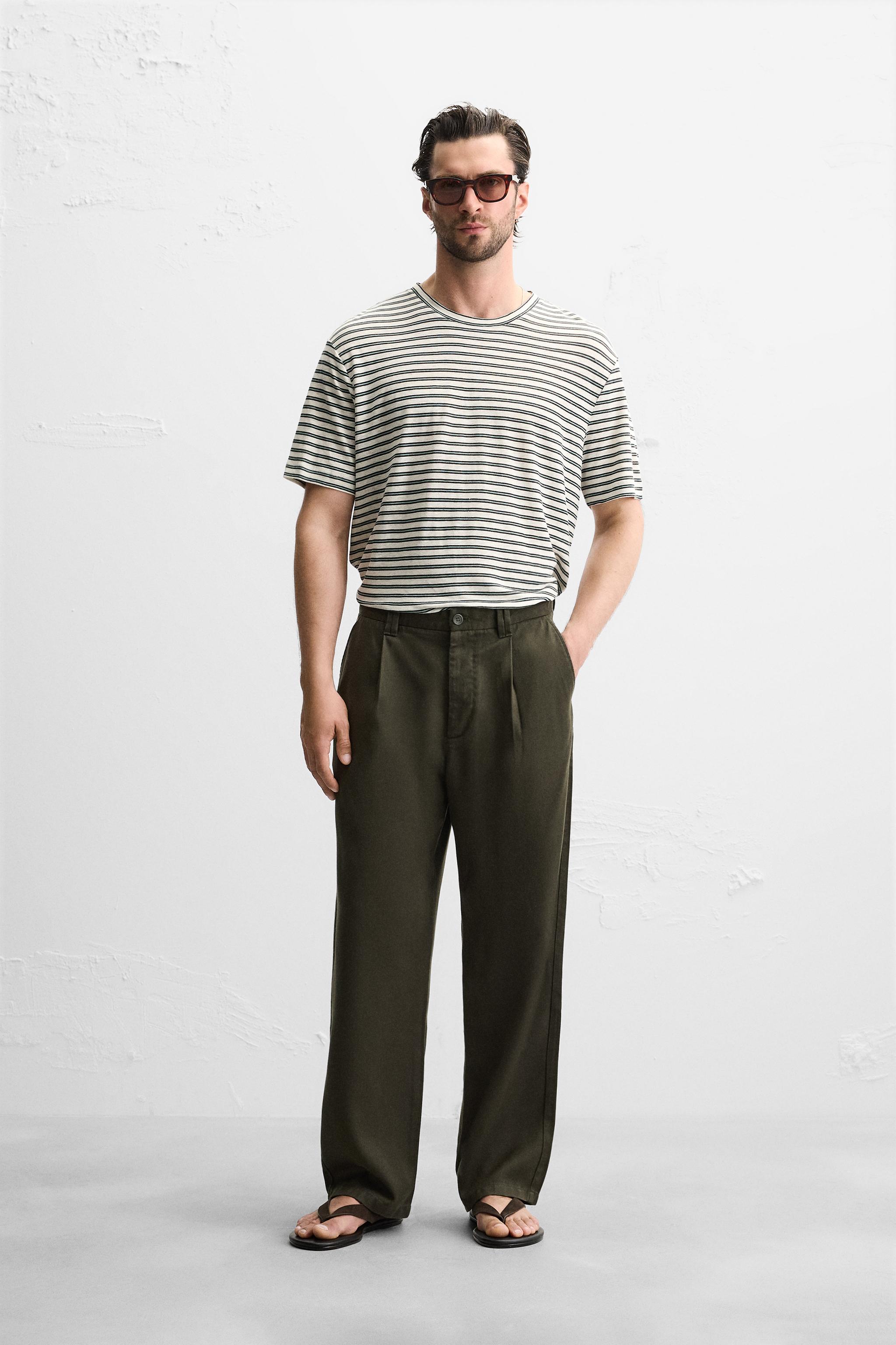 STRIPED LINEN BLEND T-SHIRT