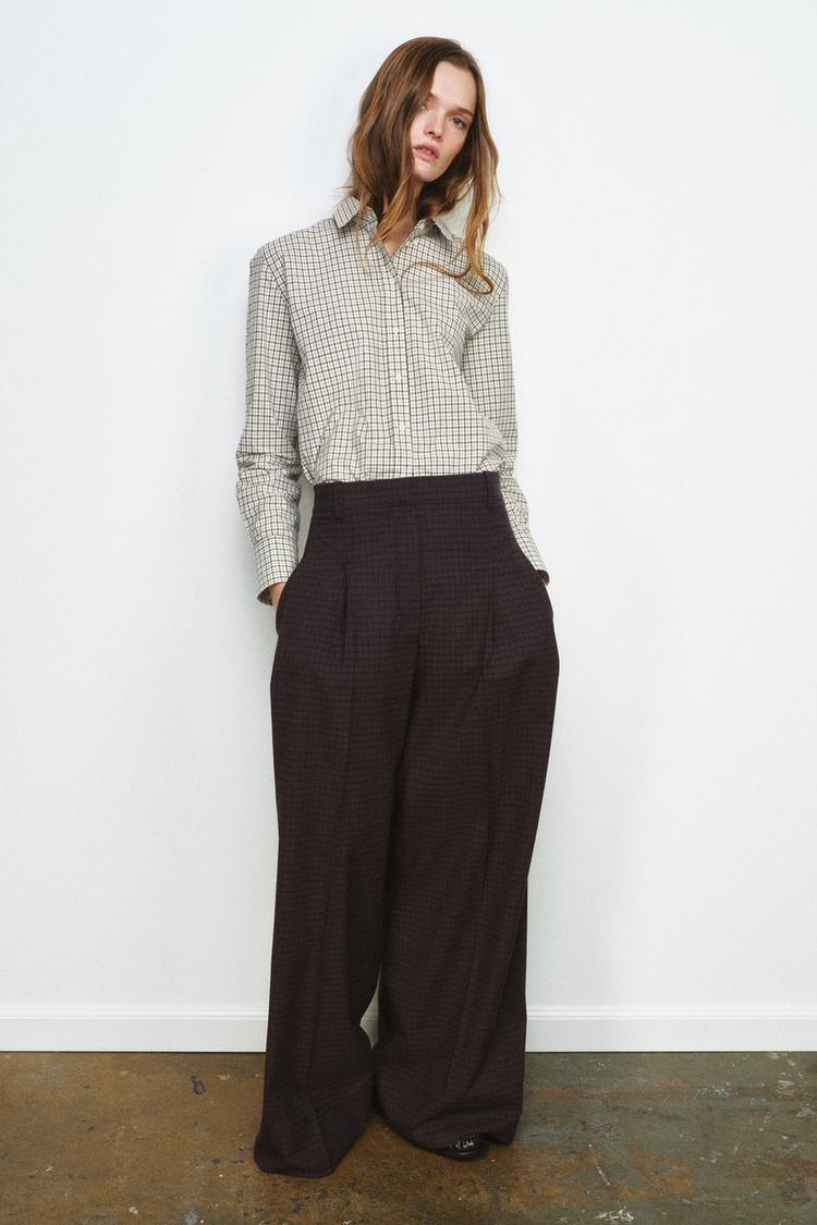PLAID PLEATED PANTS ZW COLLECTION - Zara product image