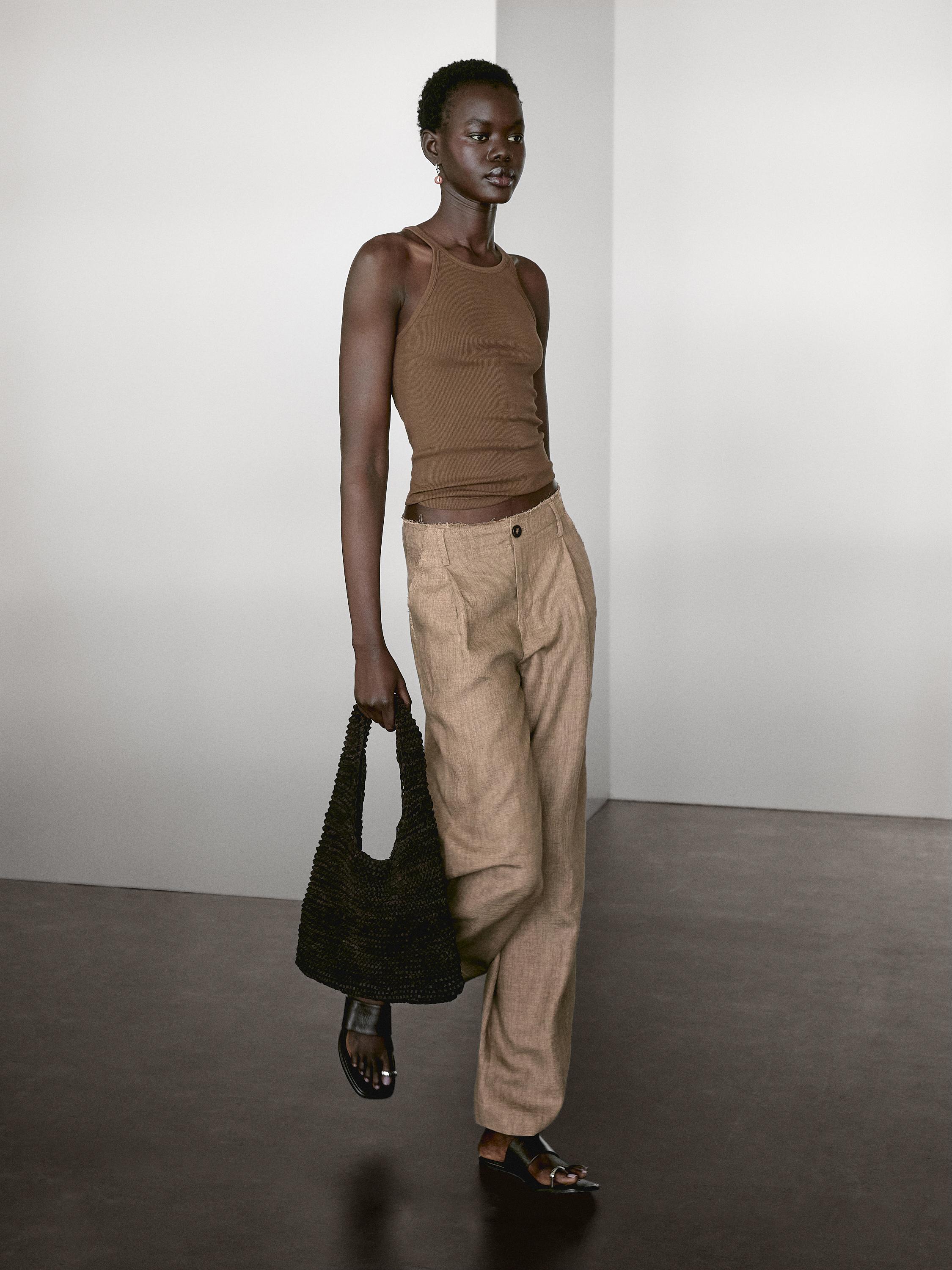 Pantalon fluide à pinces 100 % lin