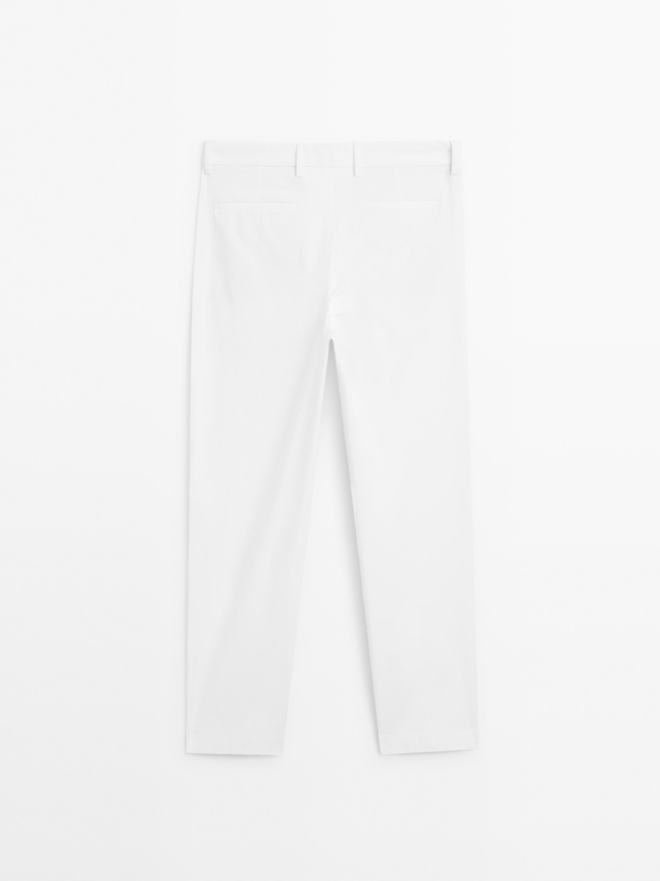 Pantalon straight en coton mélangé