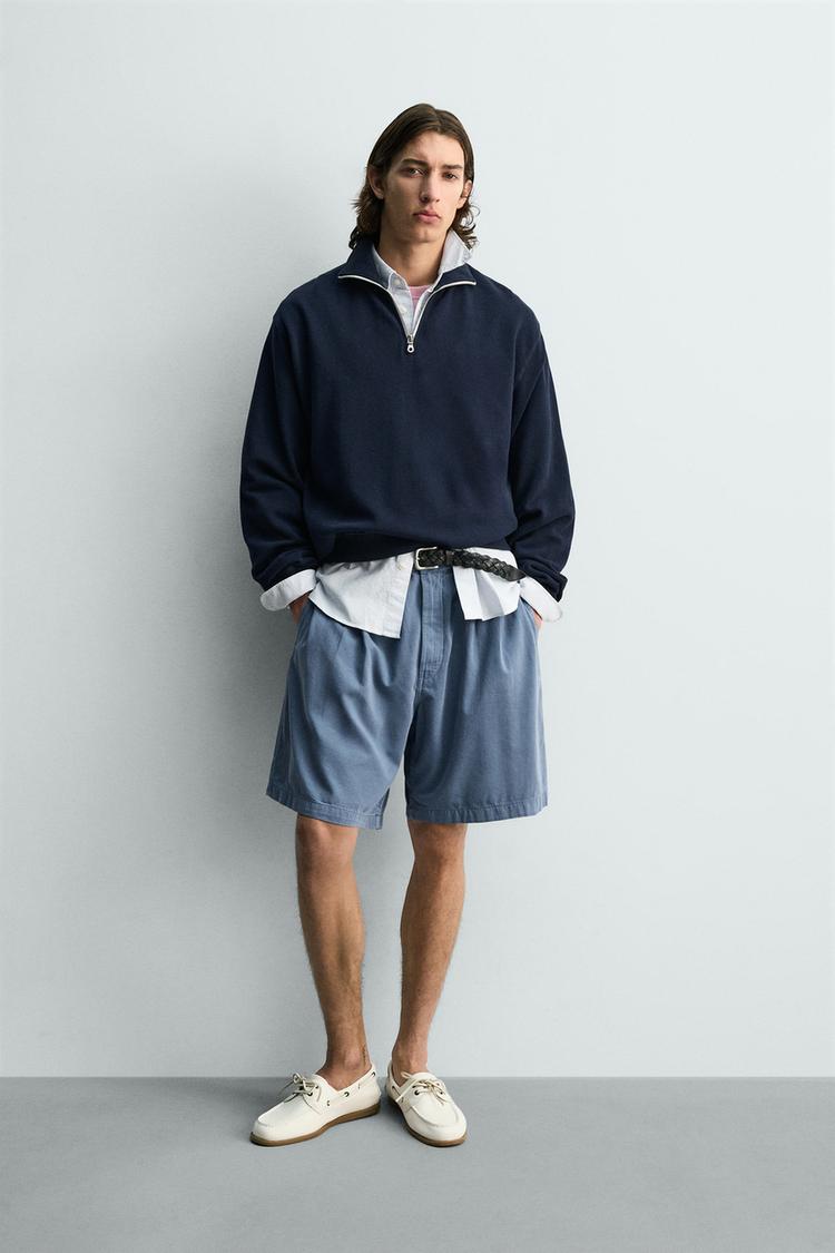 PIQUÉ QUARTER-ZIP SWEATSHIRT - Zara product image
