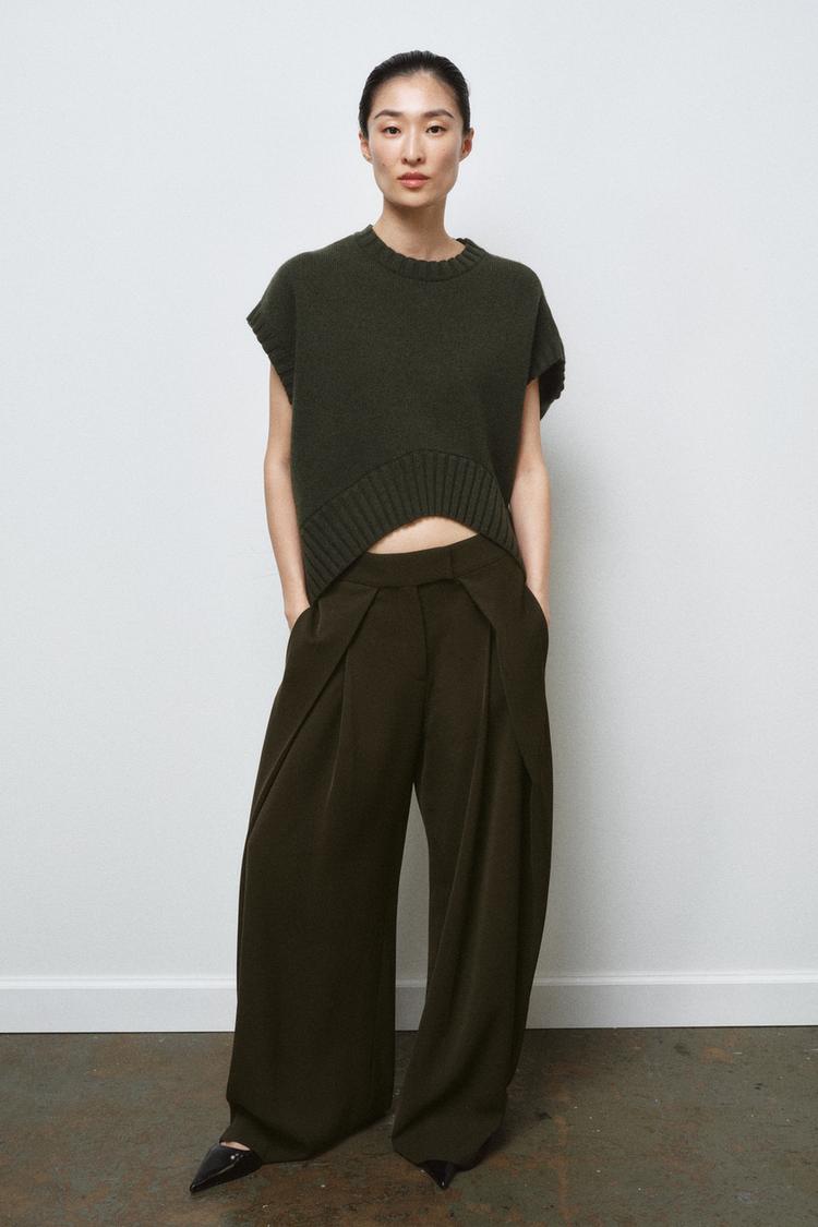 OVERSIZED ASYMMETRIC HEM WOOL VEST - Zara product image