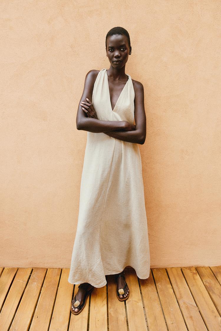 VOLUMINOUS RUSTIC MIDI DRESS - Zara product image