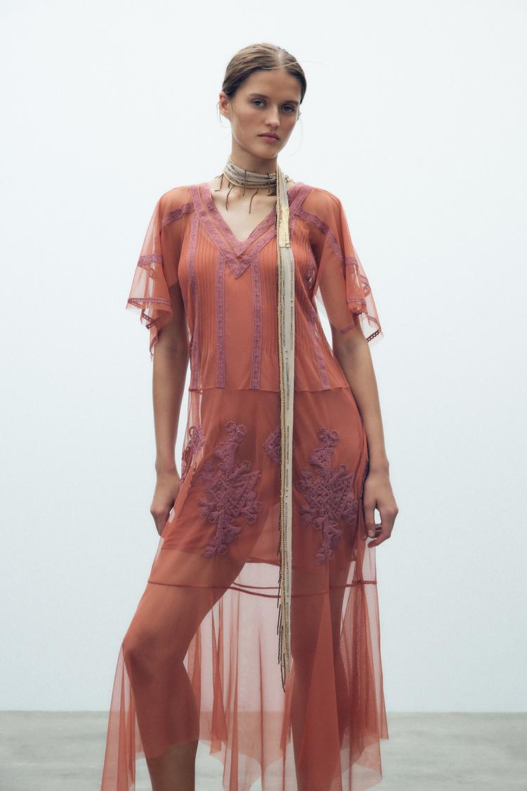 EMBROIDERED TULLE DRESS