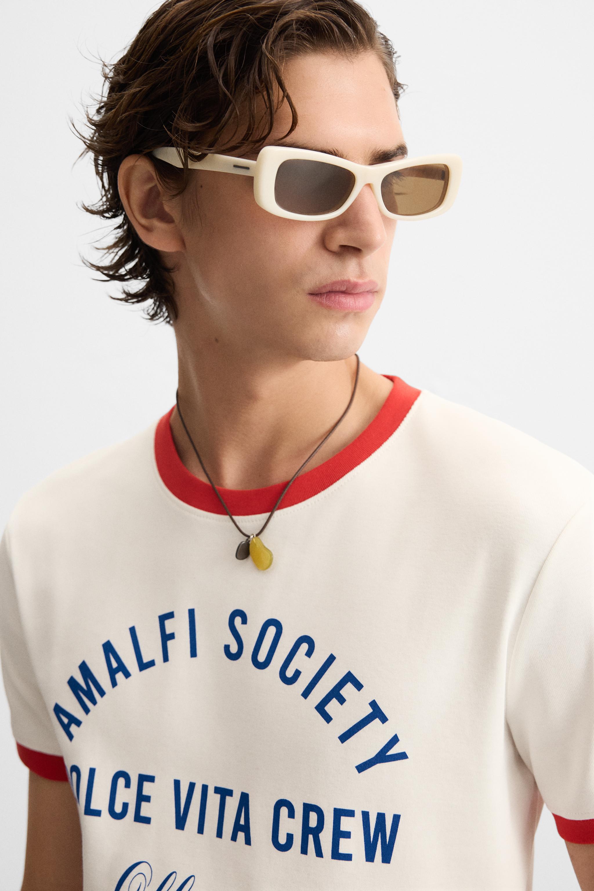 TEXT CONTRAST RIB T-SHIRT