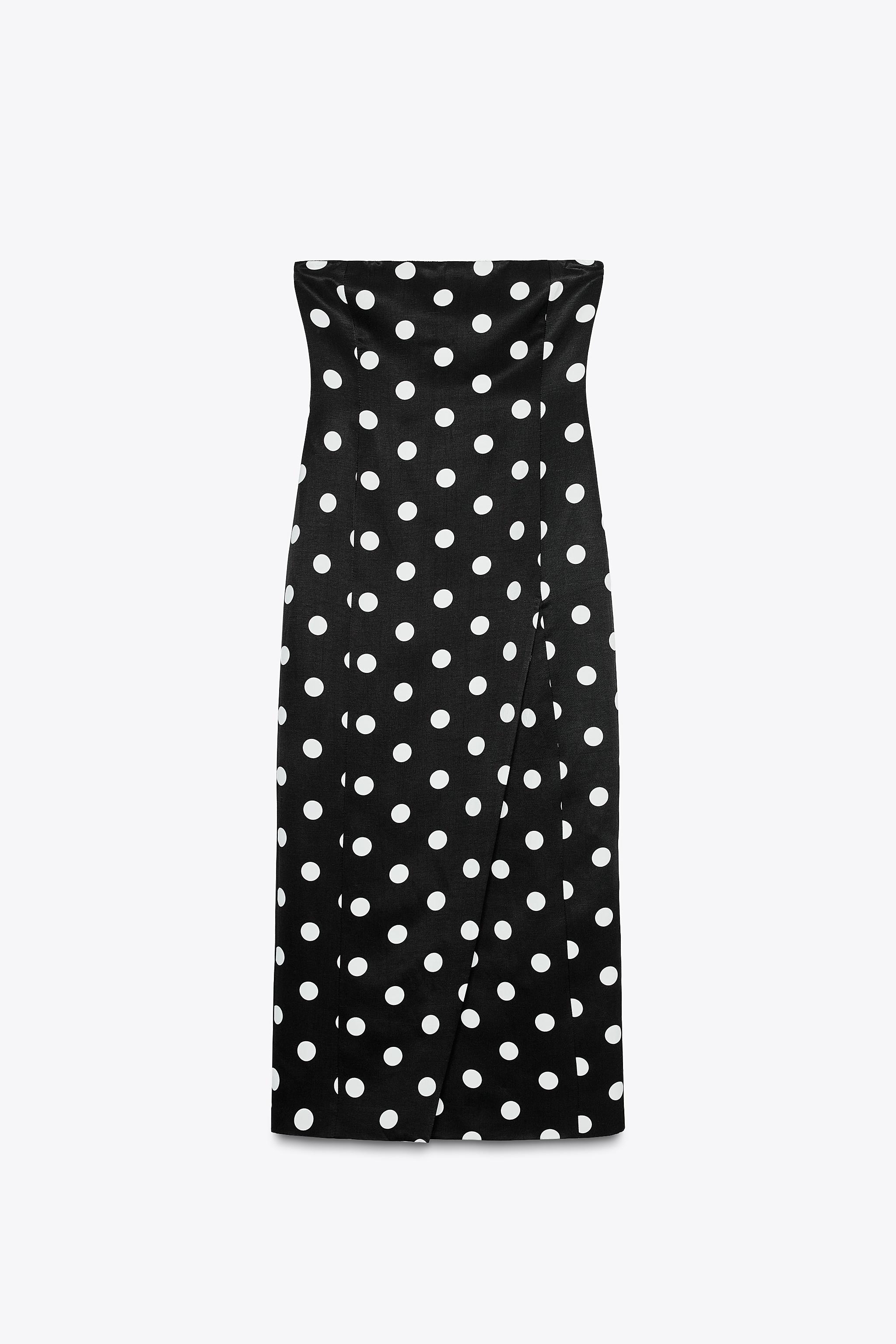 Zara ZW COLLECTION STRAPLESS POLKA DOT DRESS | Square One