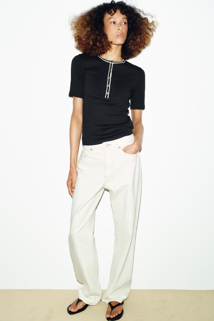 CONTRAST TRIM T-SHIRT - Zara product image