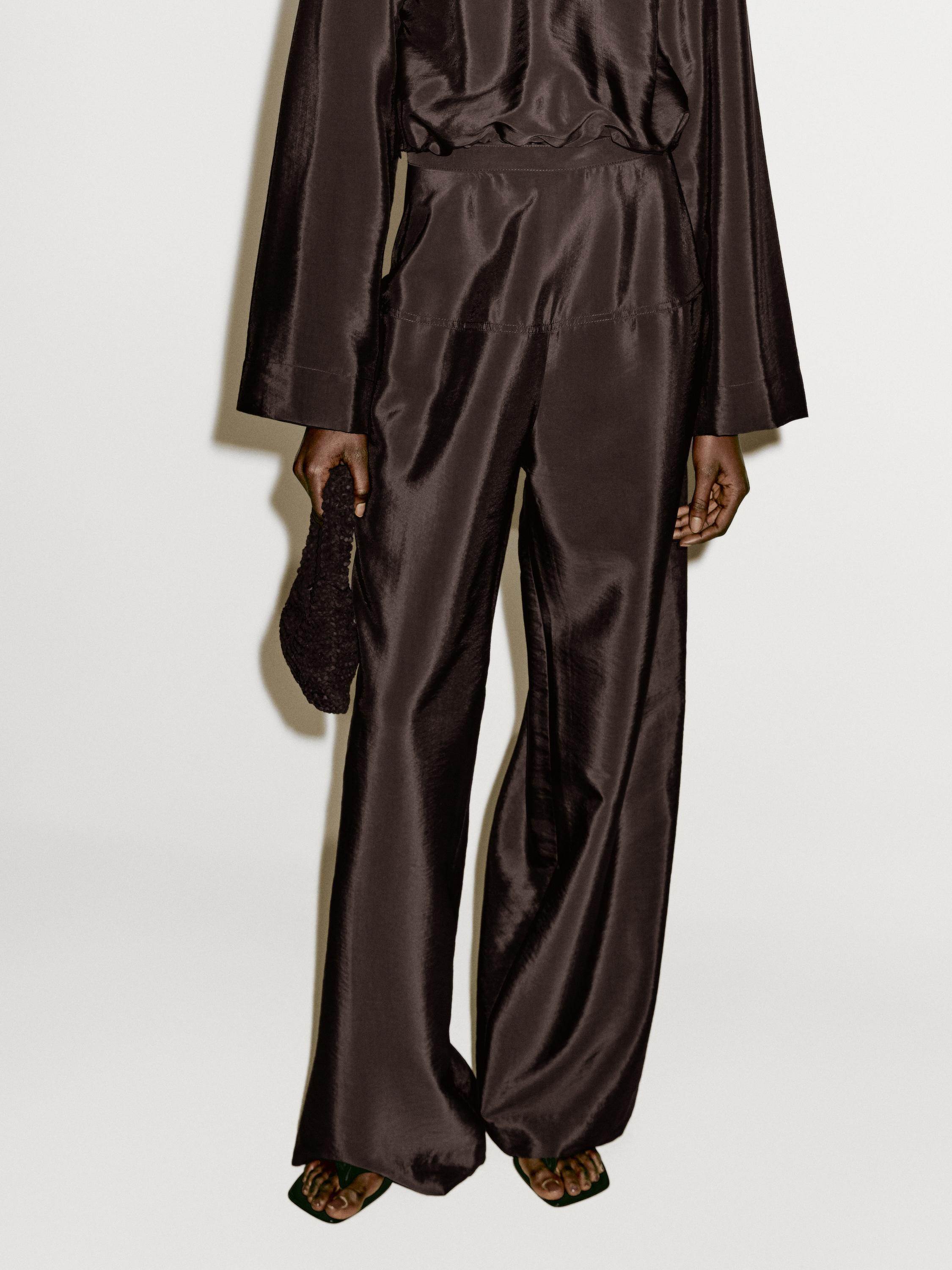 Pantalon large fluide satin