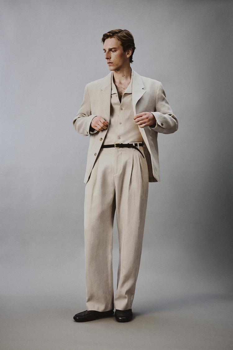 COTTON - LINEN PLEATED PANTS - Zara product image