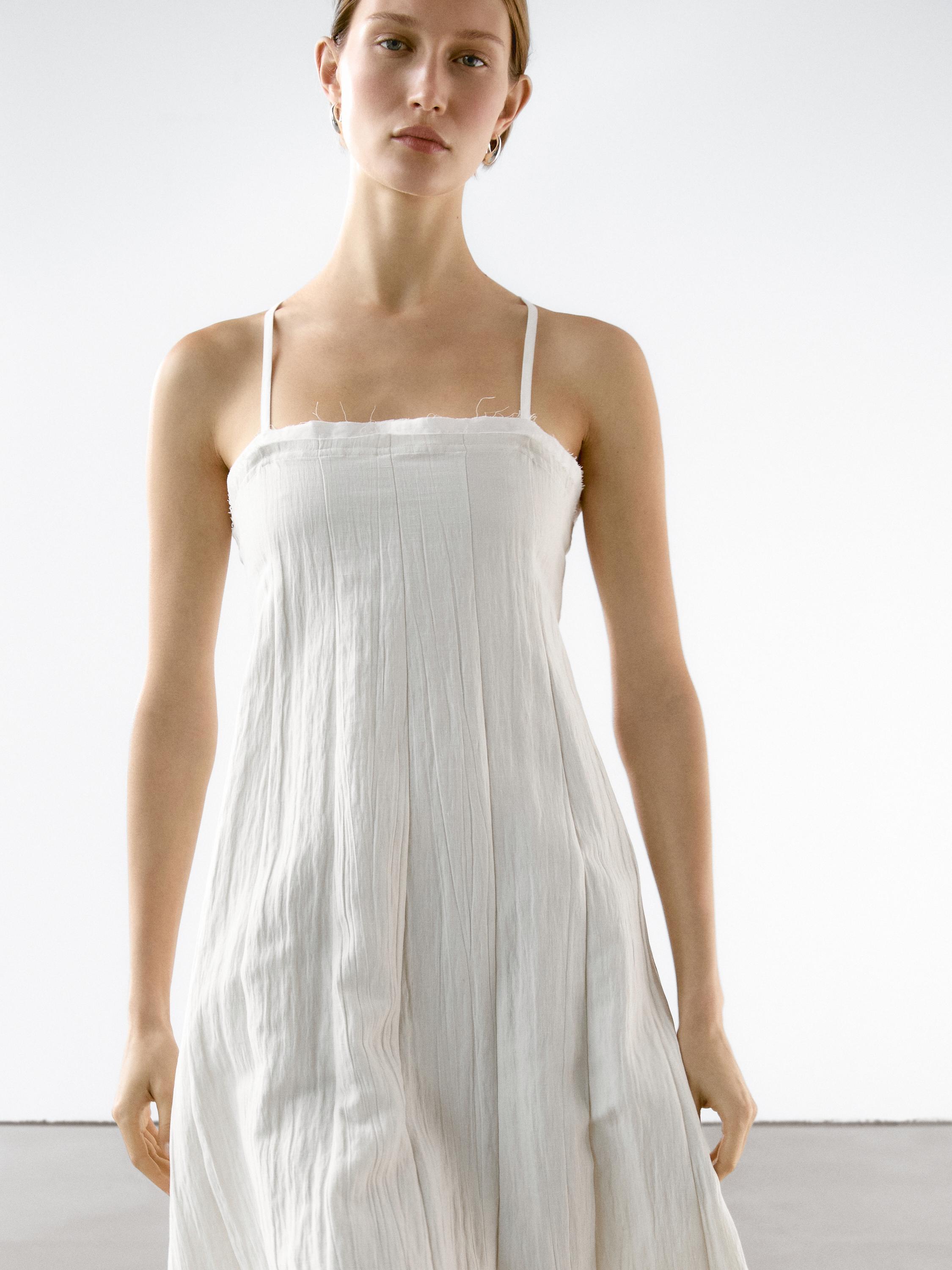 Textured double fabric midi dress