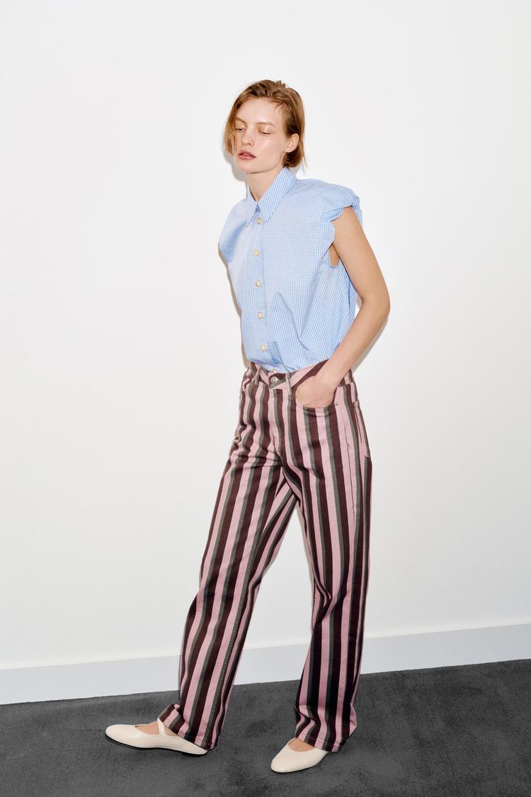 Z1975 MID-RISE STRIPED STRAIGHT LEG JEANS - Zara product image