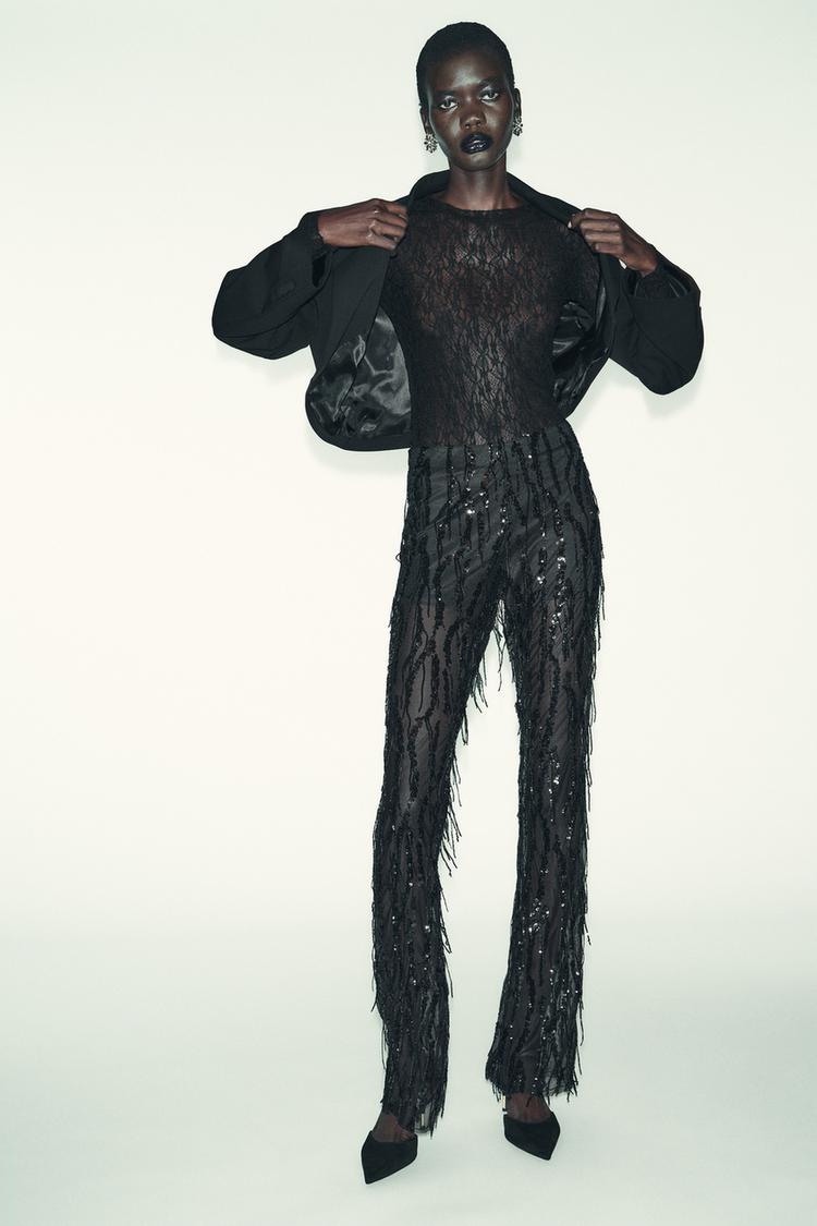 LONG SLEEVE LACE TOP - Zara product image