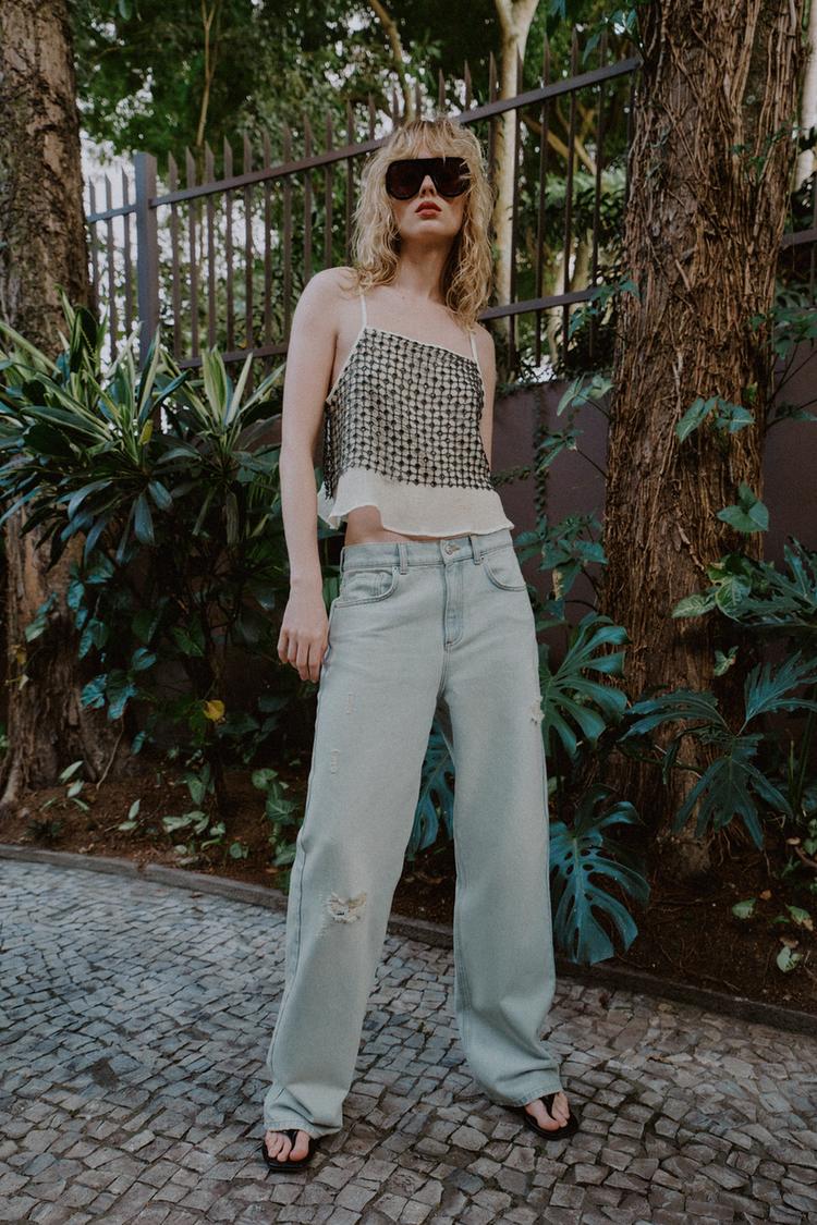 METALLIC THREAD SEQUIN TOP - Zara product image