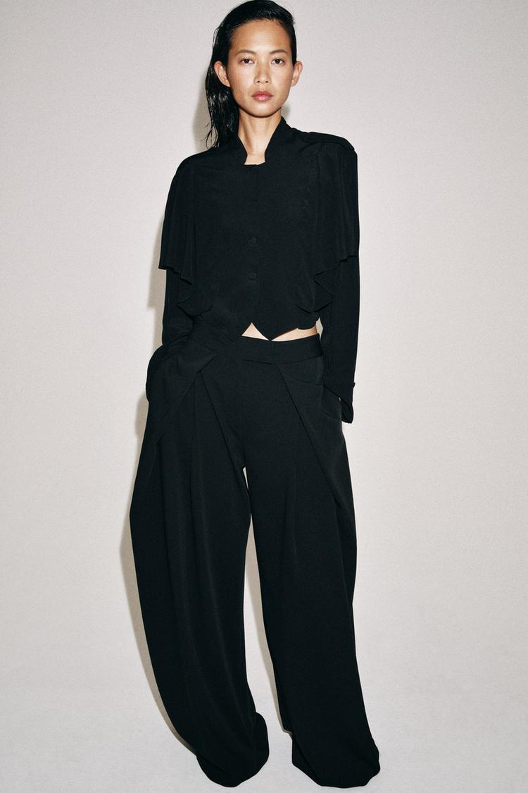 ZW COLLECTION RUFFLED CROP SHIRT - Zara product image