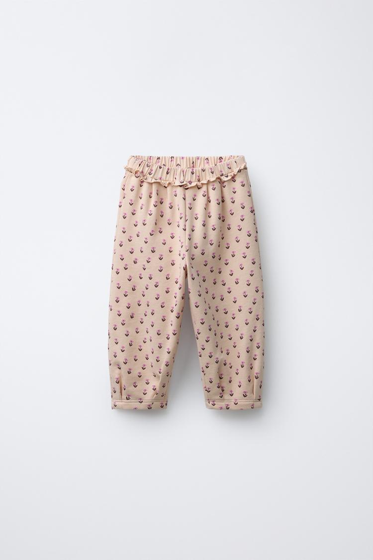 PLUSH BALLOON FLORAL PANTS - Zara product image