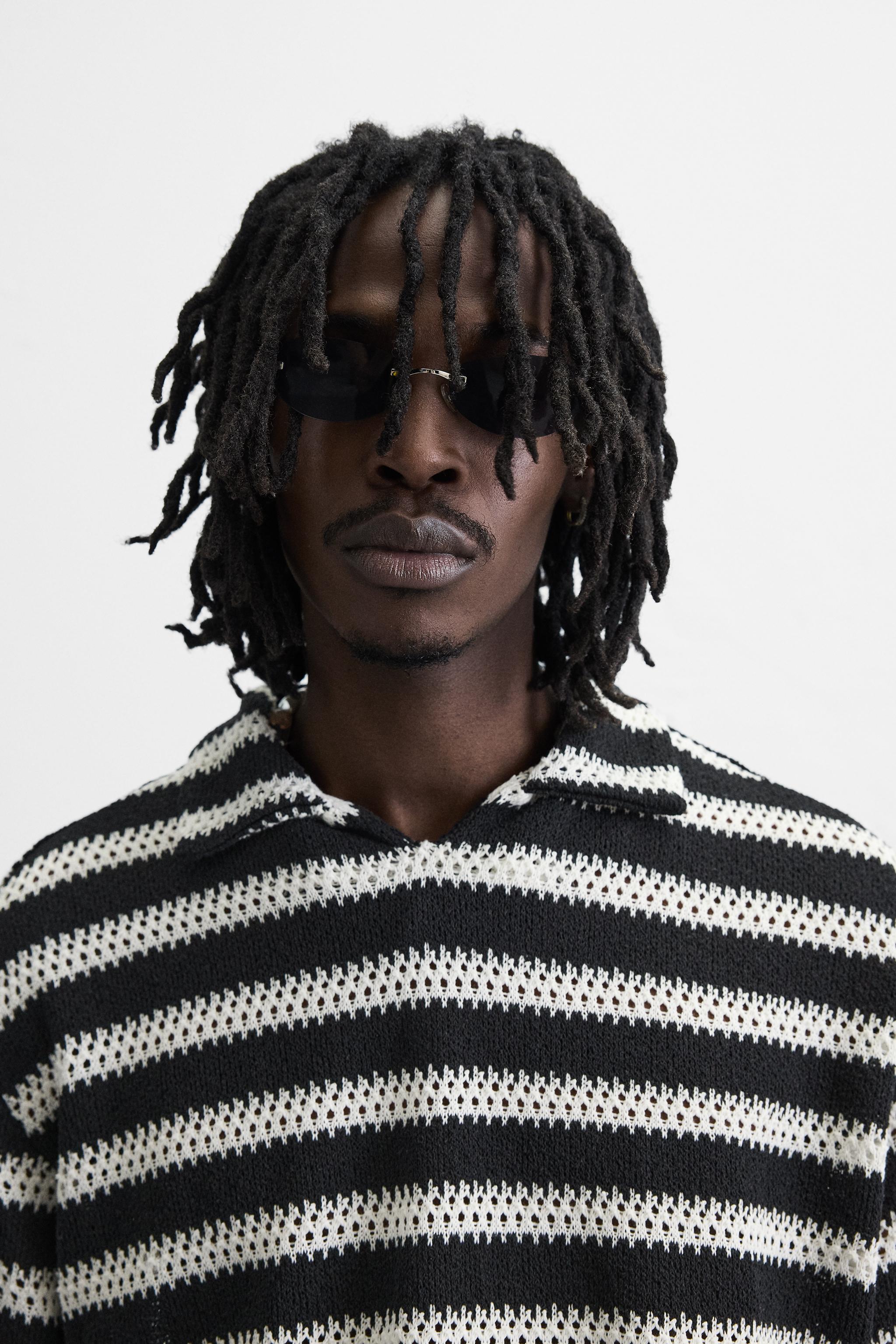 STRIPED KNIT POLO SHIRT