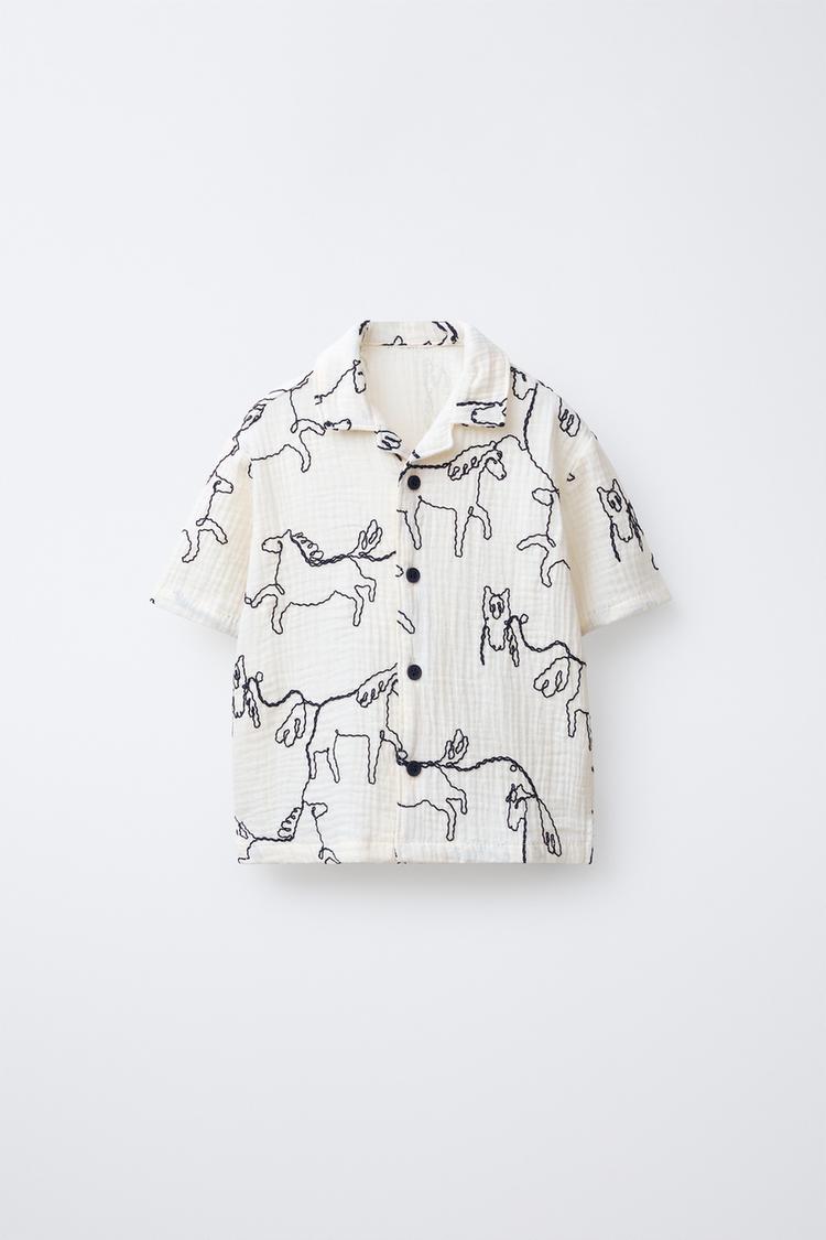 SHIRT WITH RAISED HORSE PRINT TEXTURE - Zara product image