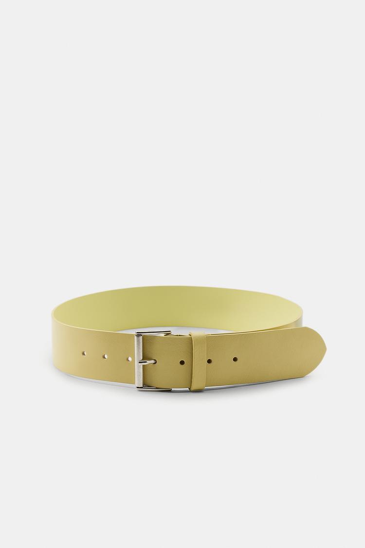 100% LEATHER BELT WITH RECTANGULAR BUCKLE - Zara product image