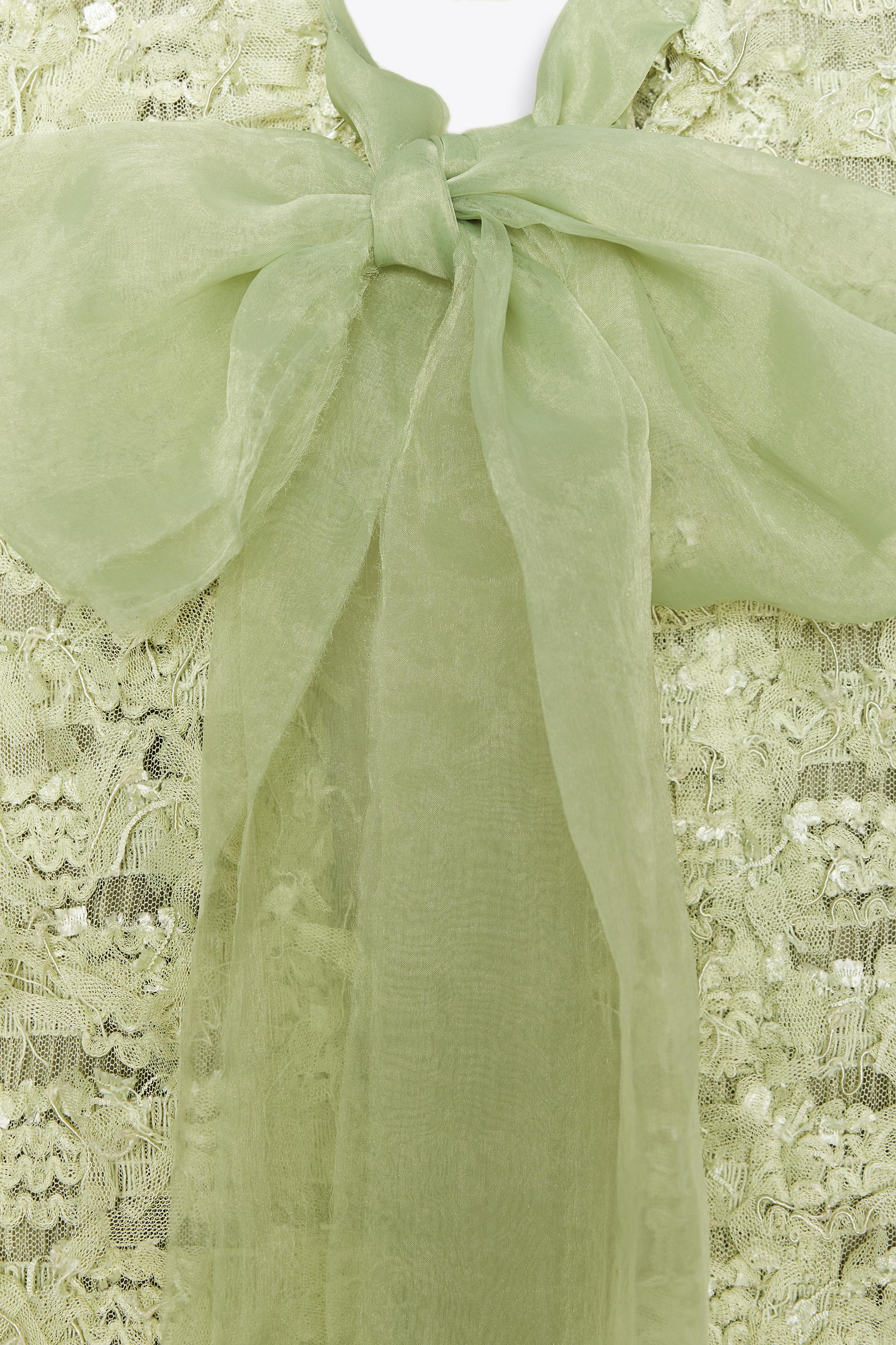 FRINGED ORGANZA TIE CARDIGAN