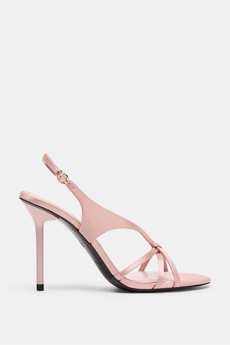 SATIN EFFECT HEELED SANDALS - Zara product image