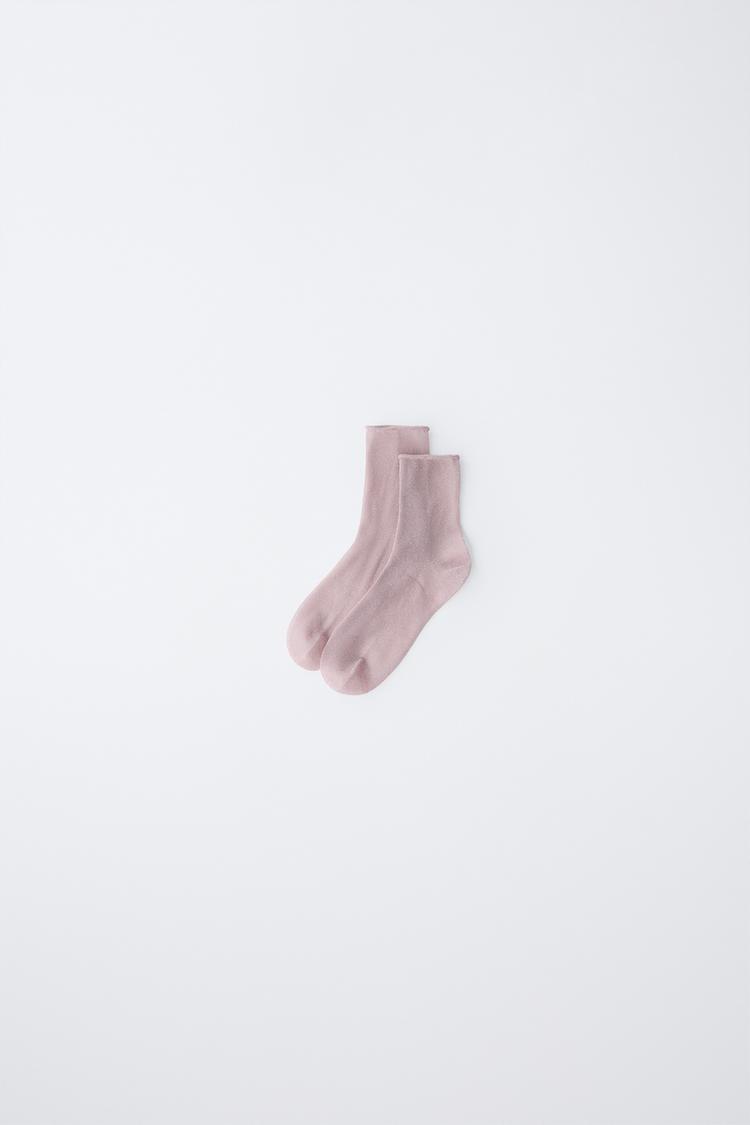 TWO-PACK OF MEDIUM-LENGTH SHINY SOCKS