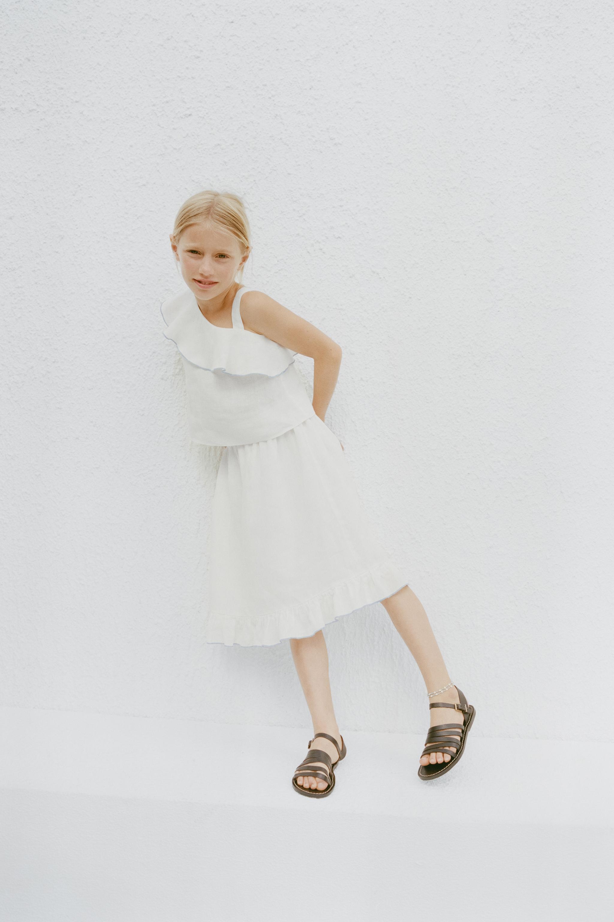 100% LINEN MIDI SKIRT