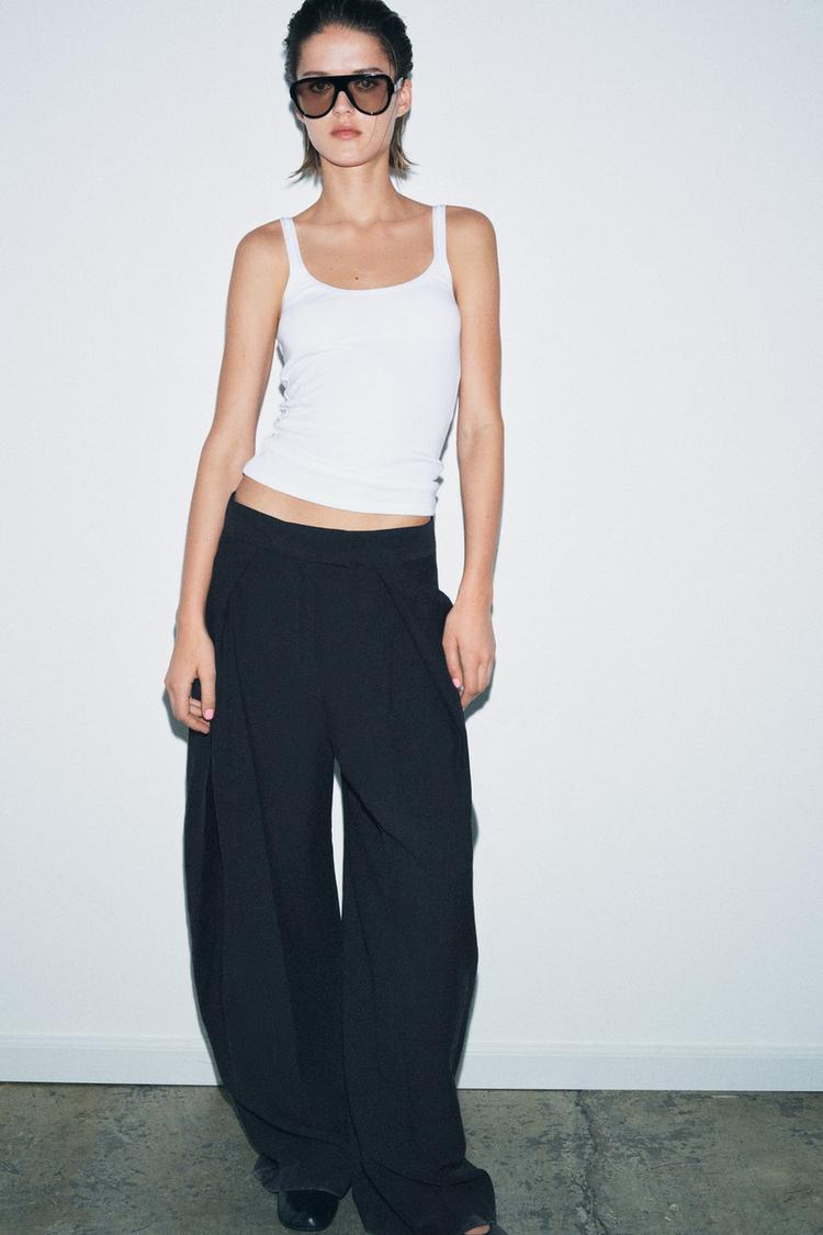 ZW COLLECTION WIDE LEG PLEATED PANTS - Zara product image