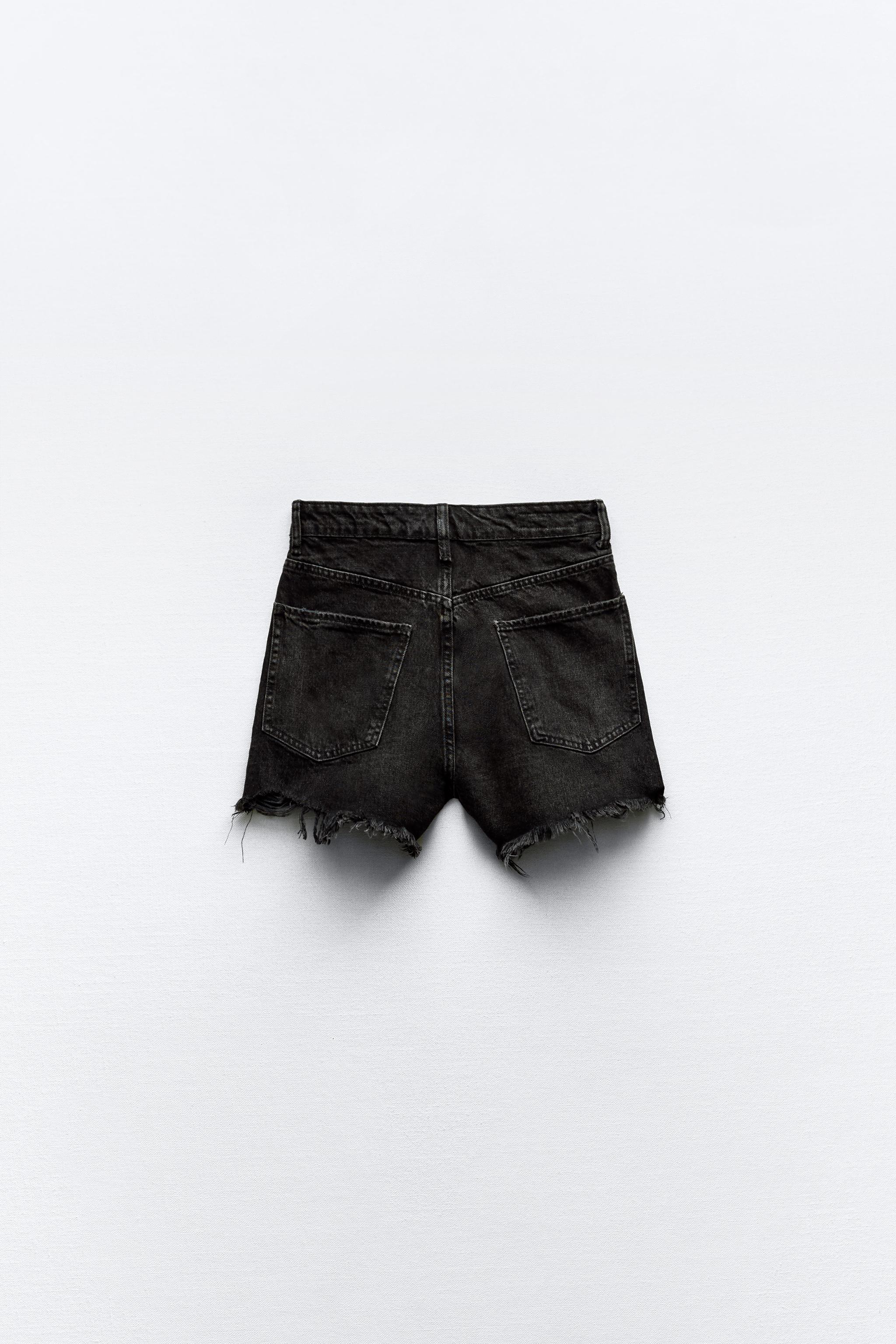 HIGH WAIST RIPPED TRF DENIM SHORTS