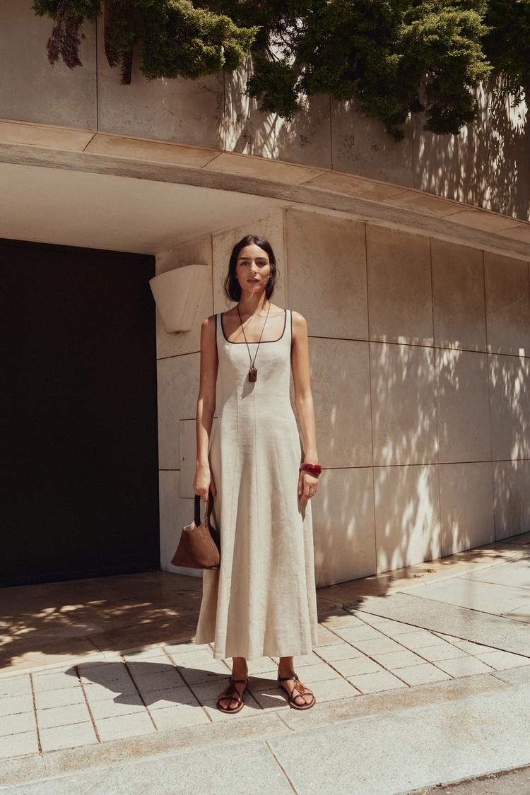 CONTRAST TRIM MIDI DRESS - Zara product image
