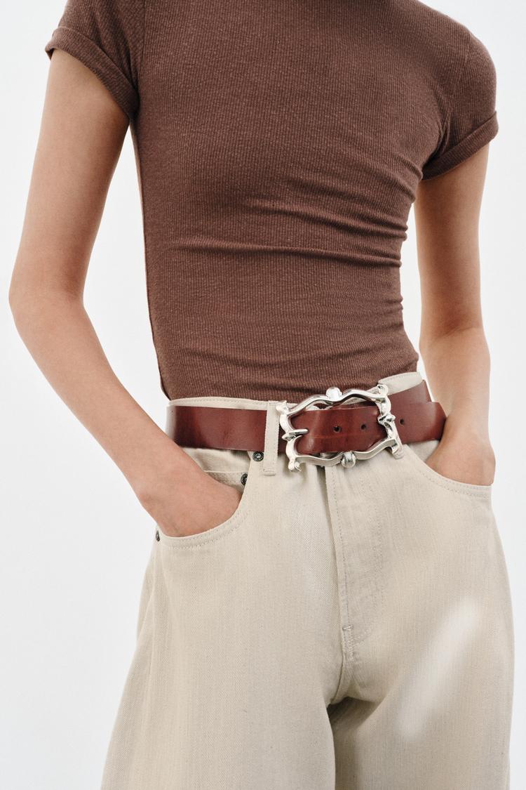 100% LEATHER BELT WITH ORGANIC BUCKLE - Zara product image