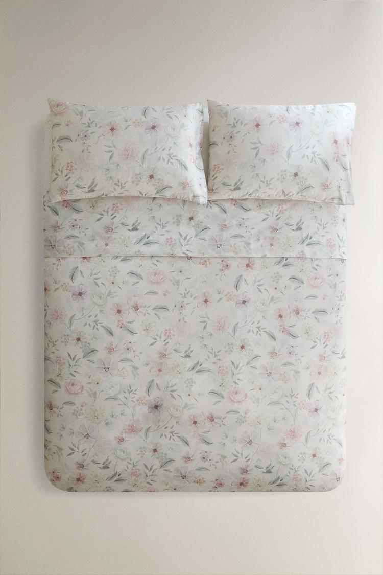 FLORAL SATEEN DUVET COVER - Zara product image