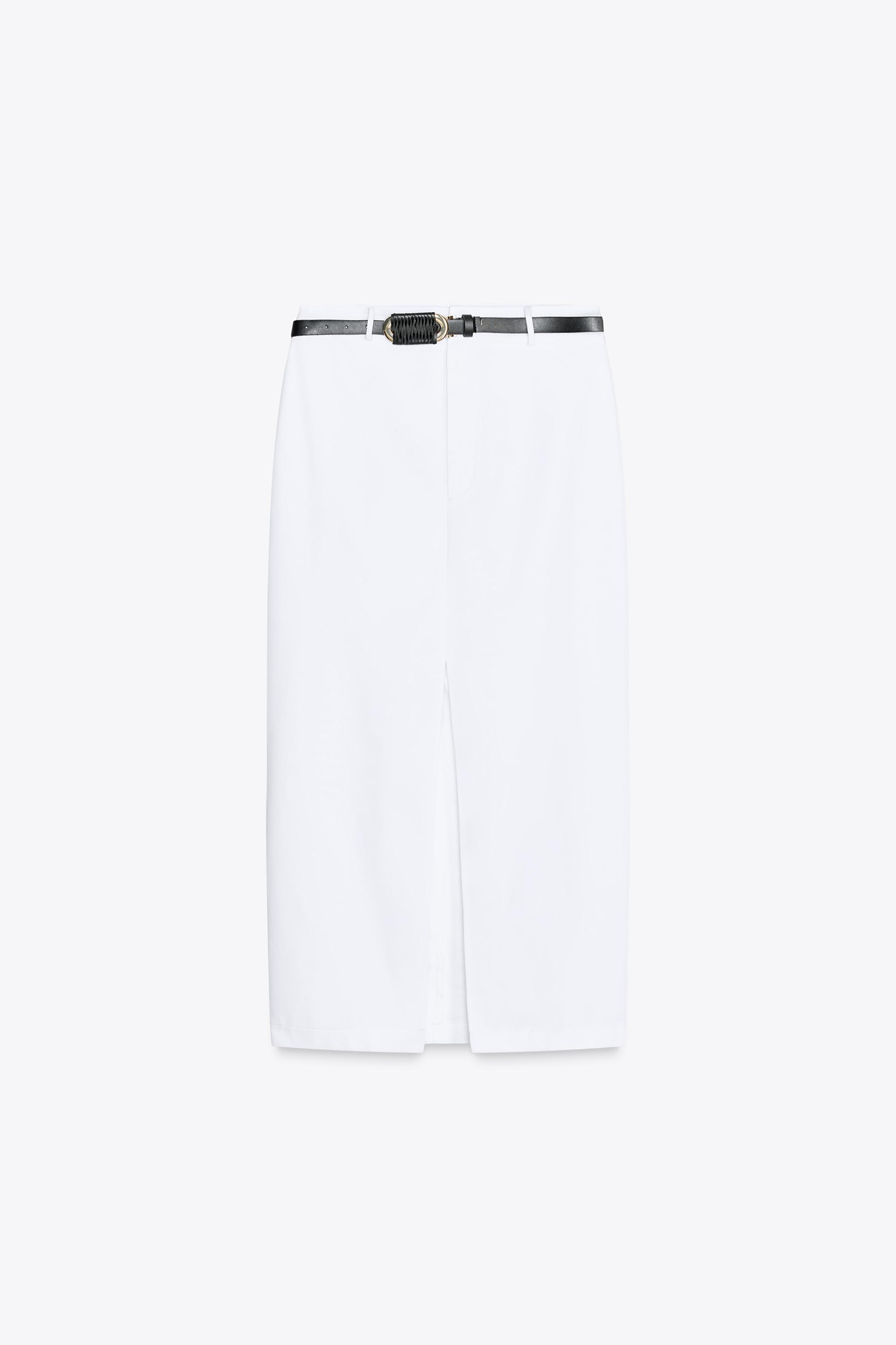BELTED STRAIGHT MIDI SKIRT