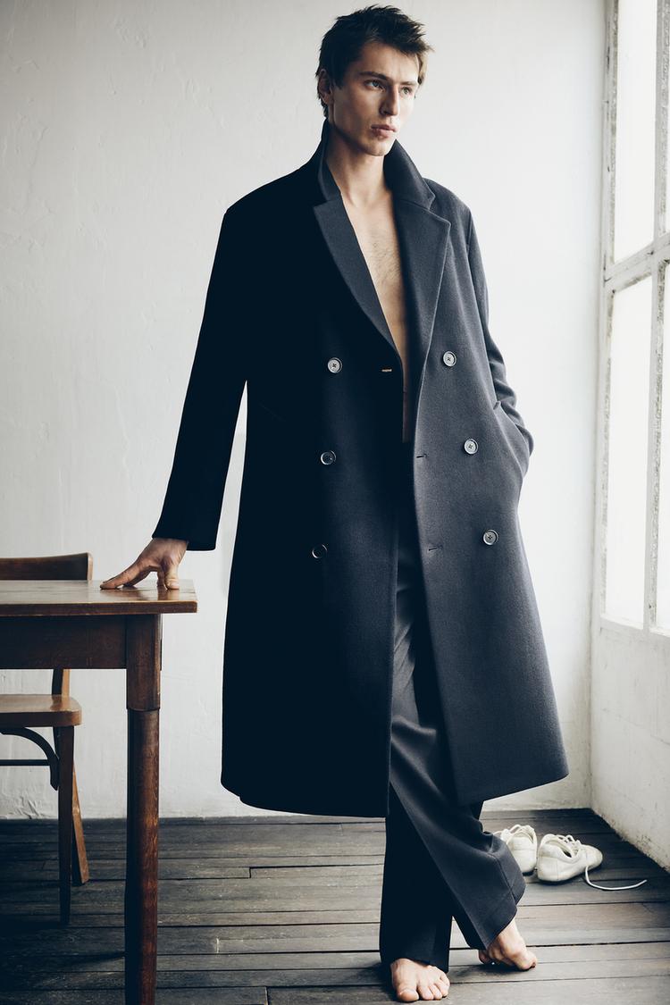 DOUBLE-BREASTED WOOL BLEND COAT WITH BELT - Zara product image