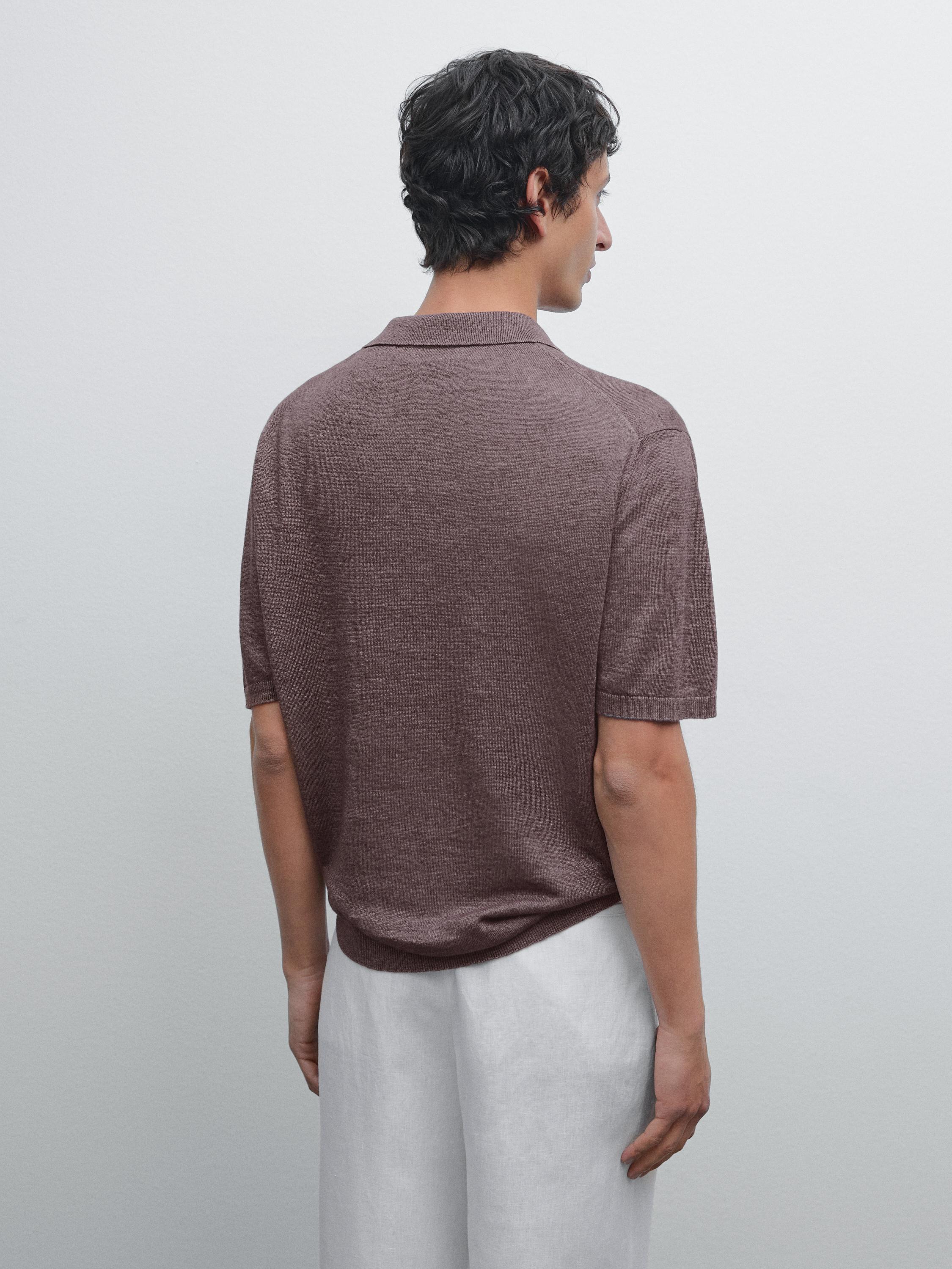 100% linen knit polo shirt