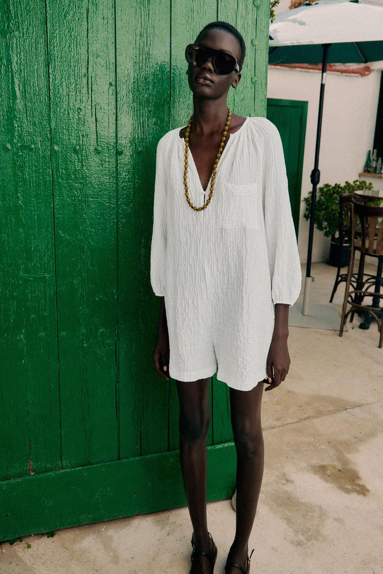 RUSTIC SHORT JUMPSUIT - Zara product image