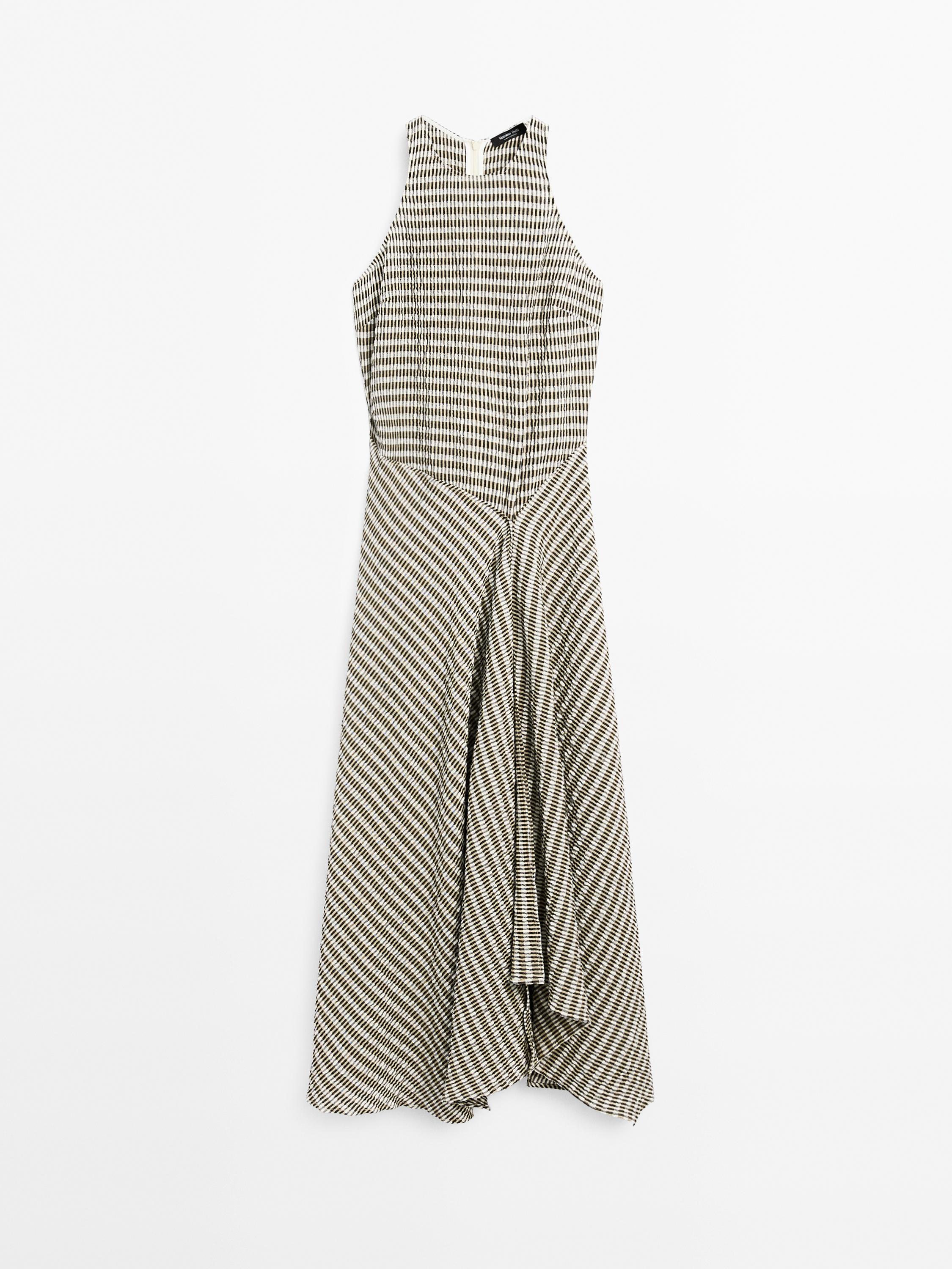 Robe longue à carreaux ample en coton