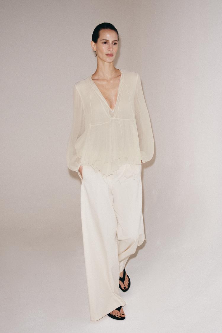 ZW COLLECTION RUFFLED BLOUSE - Zara product image