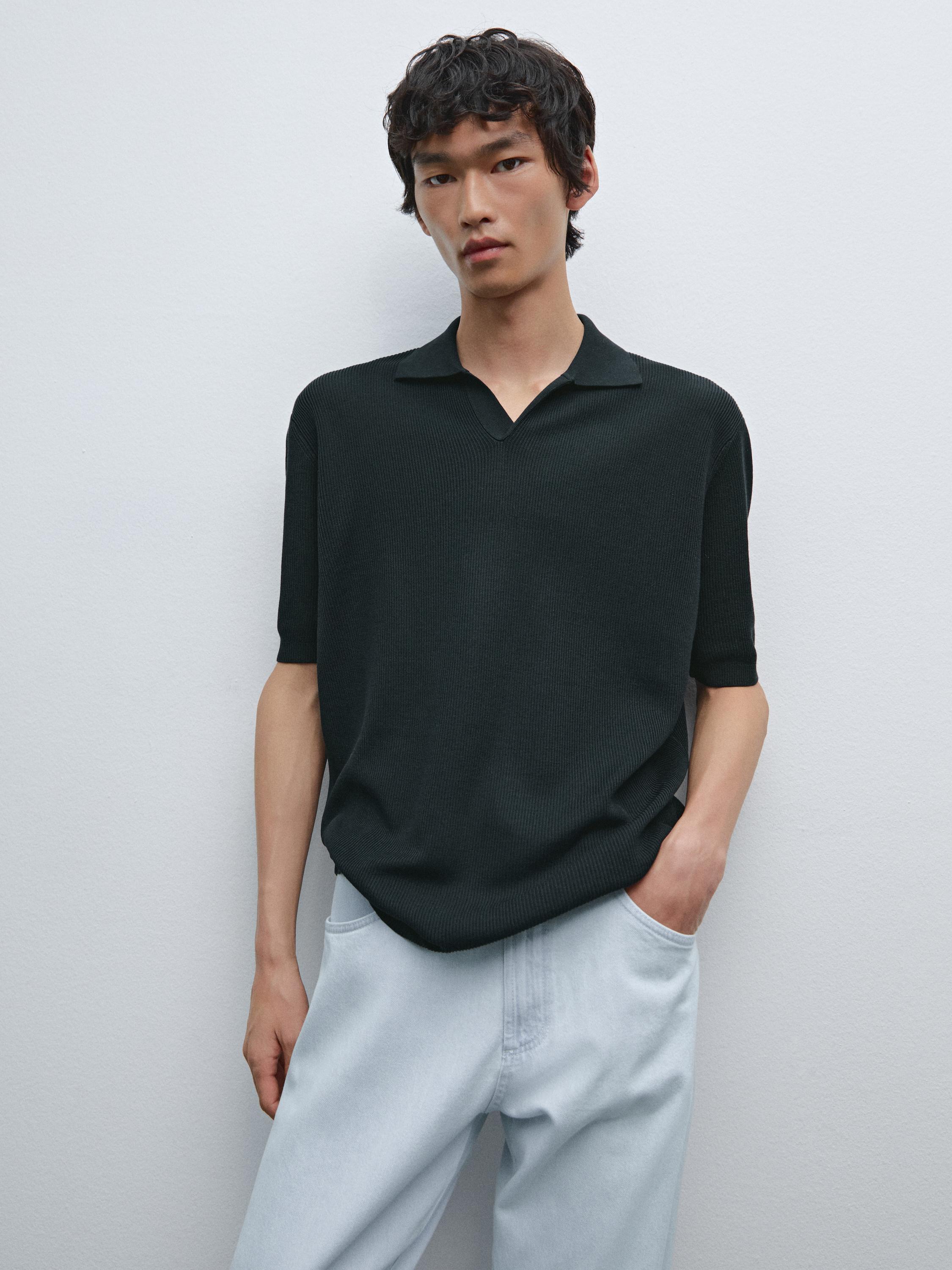 Mercerised cotton short sleeve polo shirt