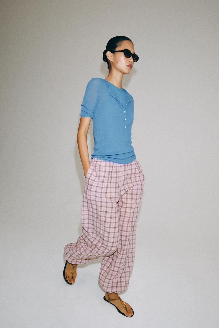 ZW COLLECTION PLAID BALLOON PANTS - Zara product image
