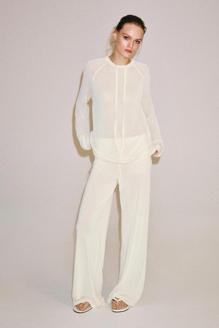 SEMI-SHEER FLOWY PANTS - Zara product image