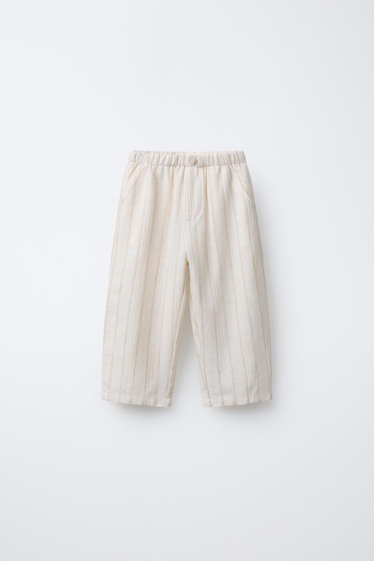 TEXTURED STRIPED STRAIGHT PANTS - Zara product image
