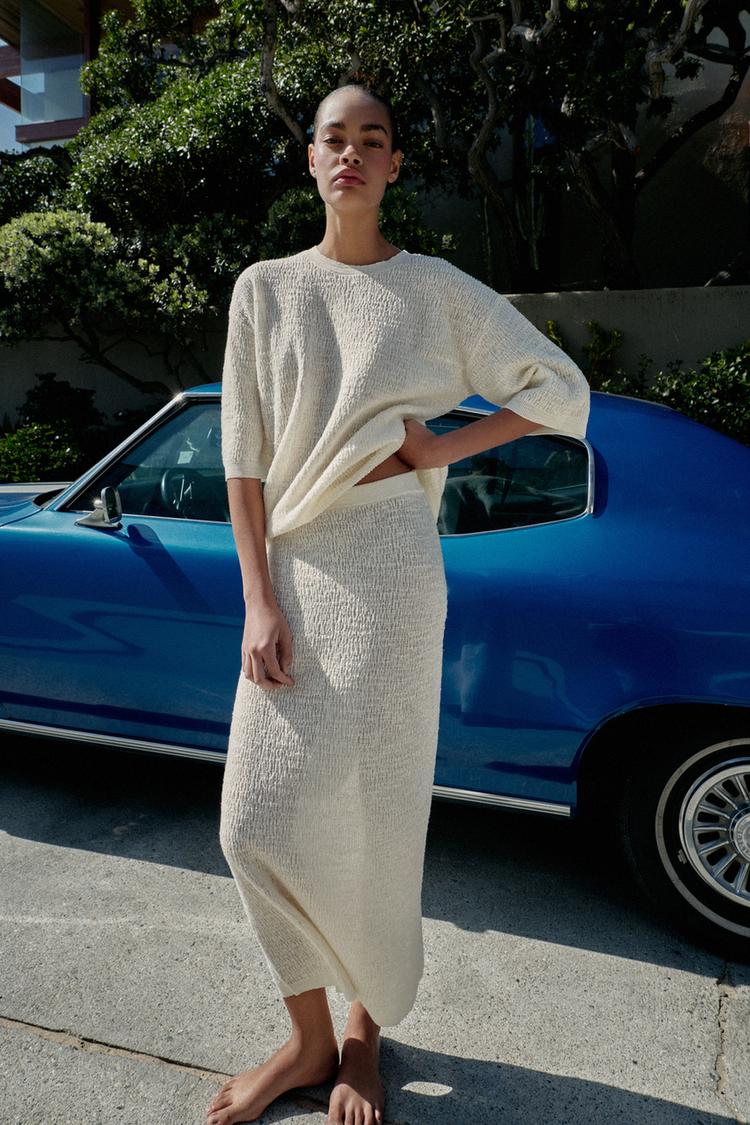 STRUCTURED KNIT STRAIGHT SKIRT - Zara product image