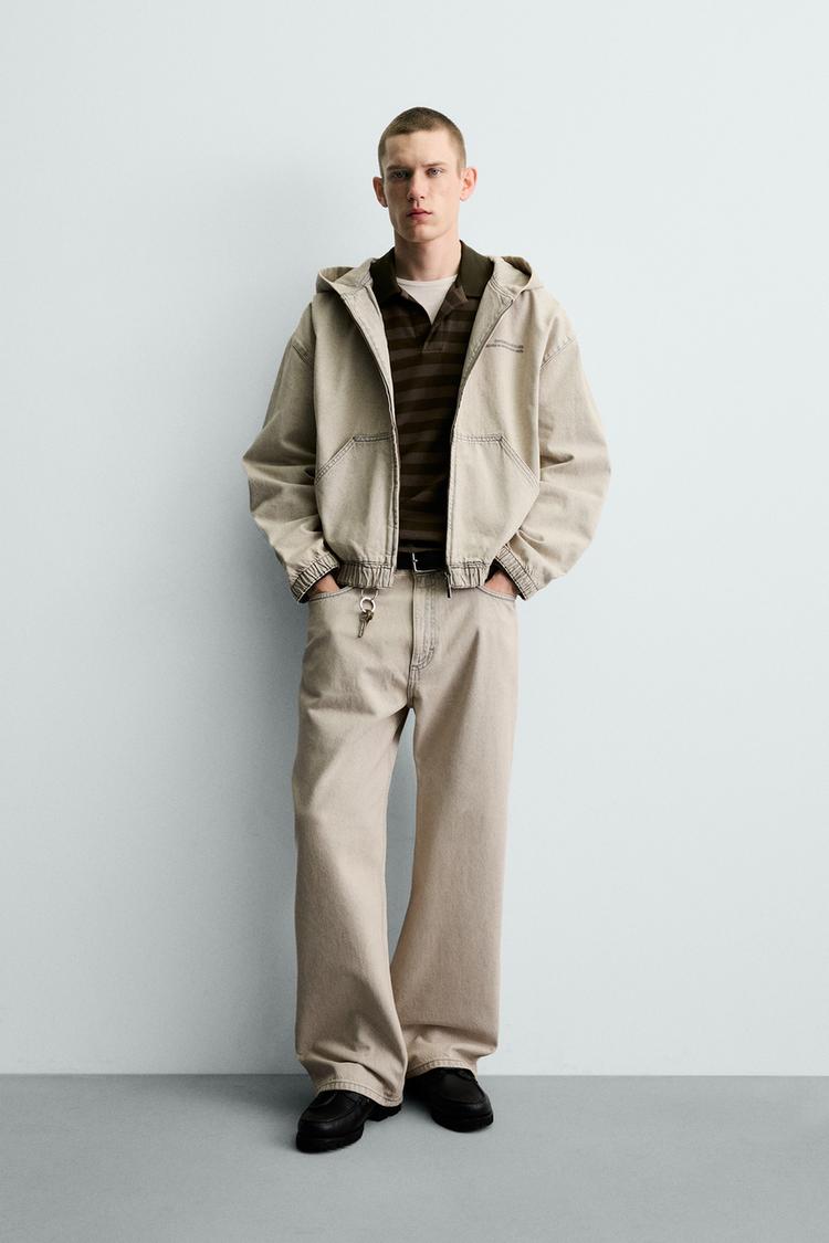 EMBROIDERED HOODIE DENIM JACKET - Zara product image