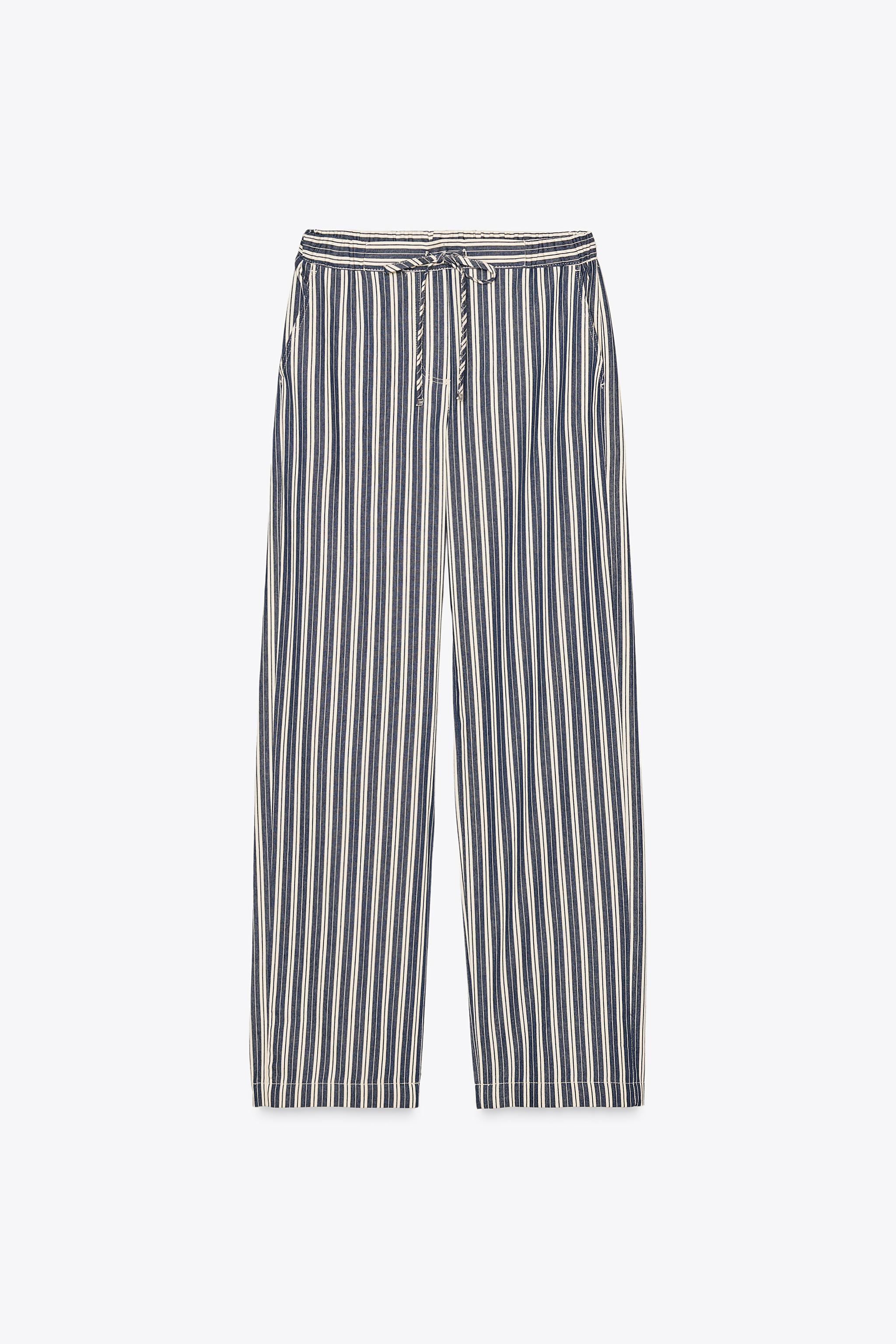 STRIPED WIDE LEG PANTS