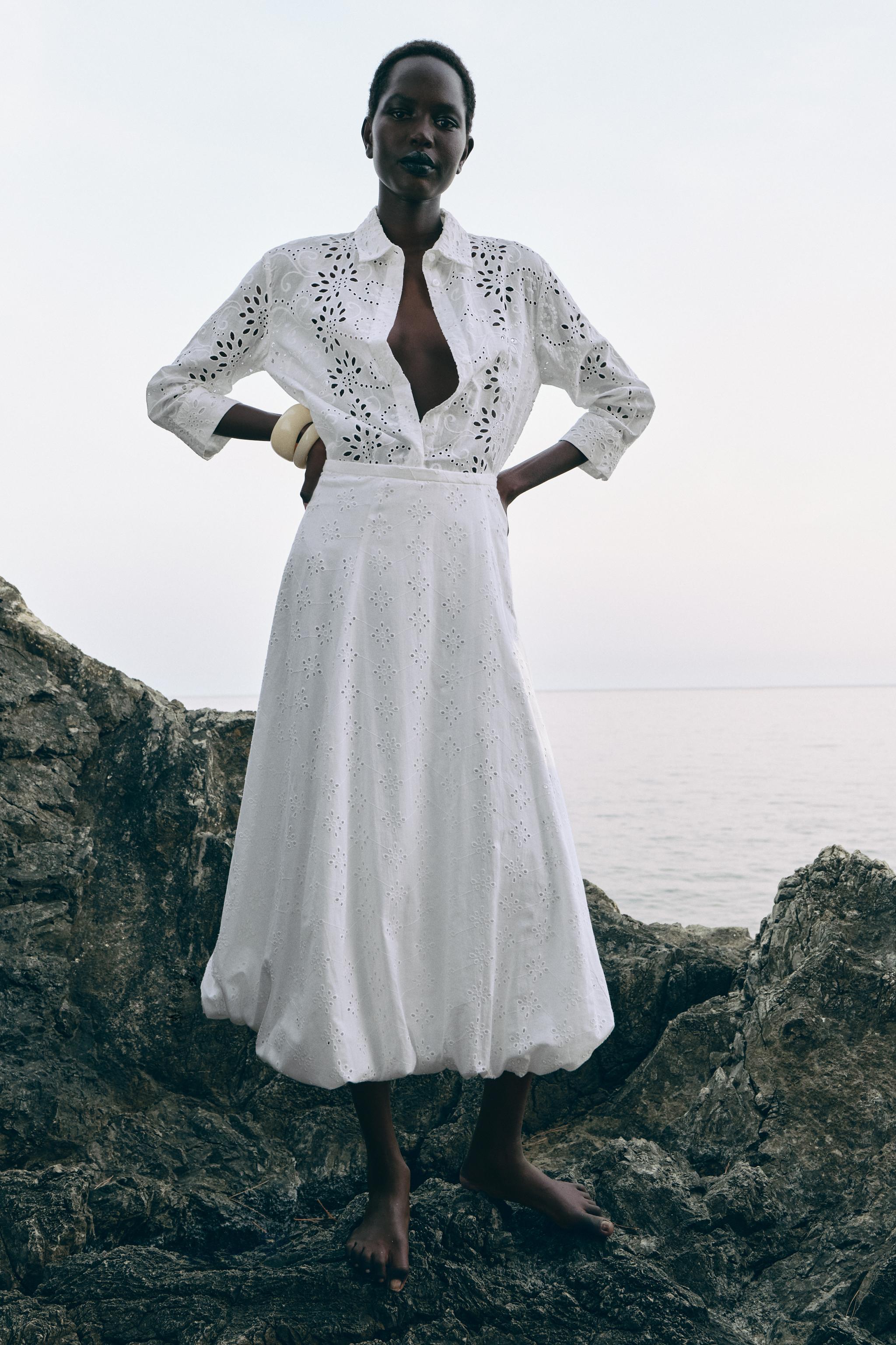 zw collection embroidered shirt dress ZARA NEW WOMAN EMBROIDERED SHIRT DRESS ZW COLLECTION RED | 8420/916
