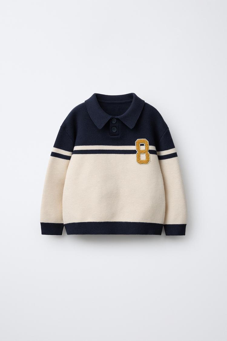 KNIT VARSITY PATCH POLO SHIRT - Zara product image