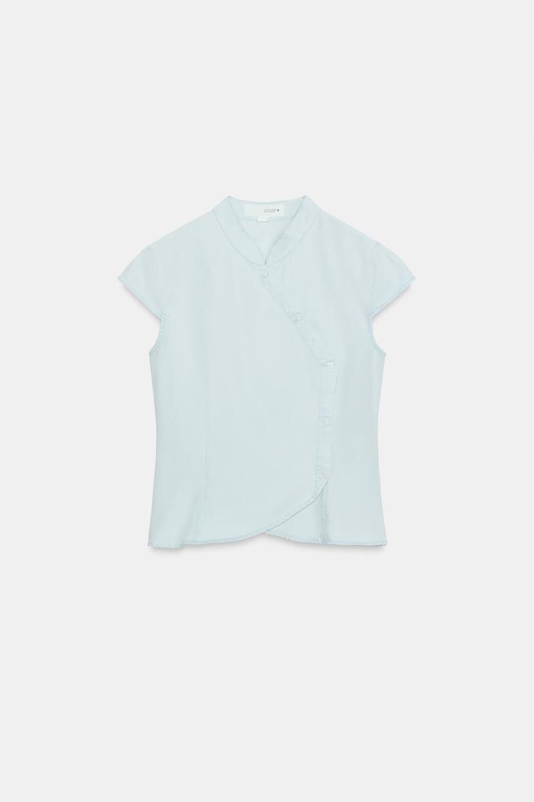 MANDARIN COLLAR BUTTON TOP - Zara product image
