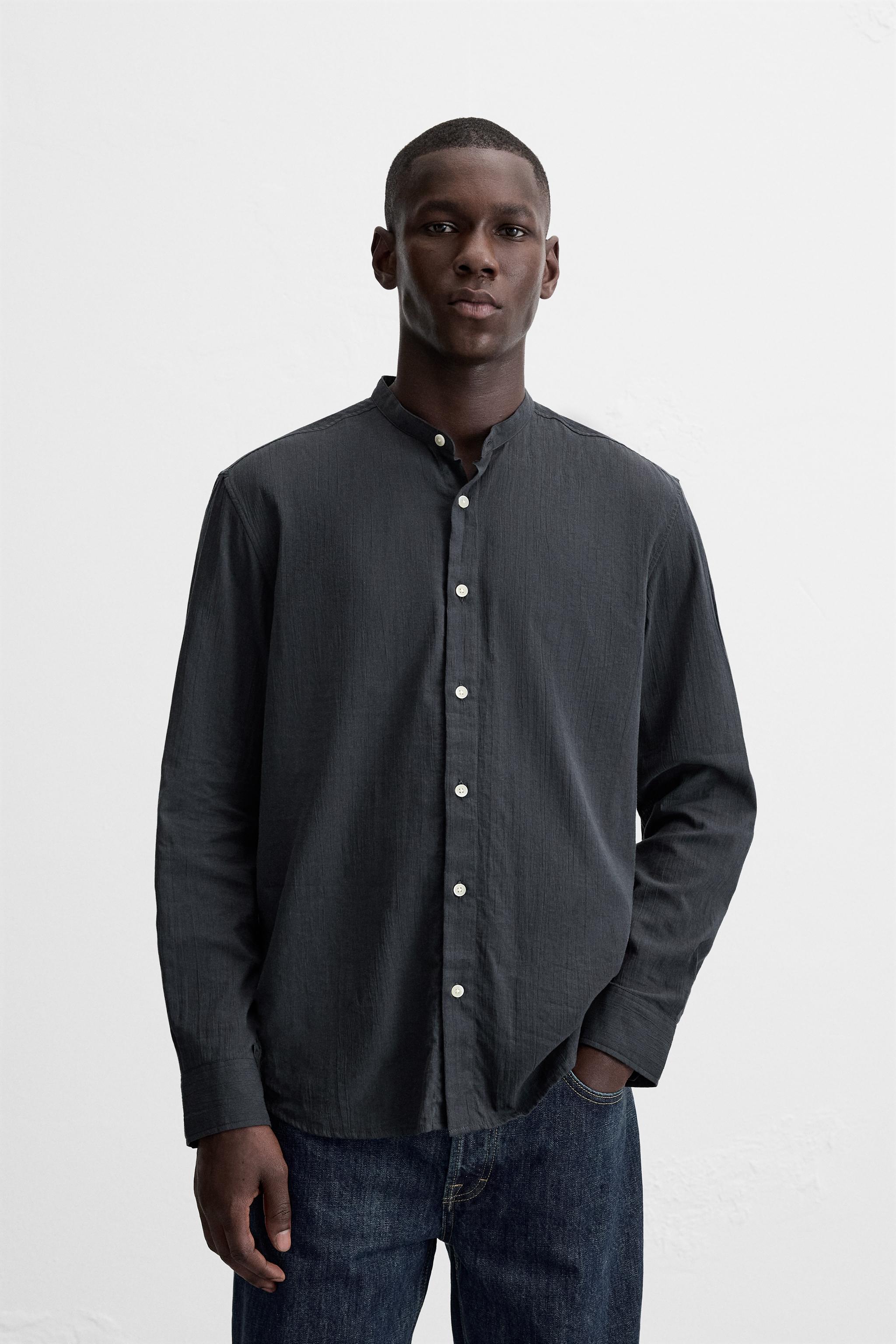 WRINKLE-LOOK COTTON SHIRT