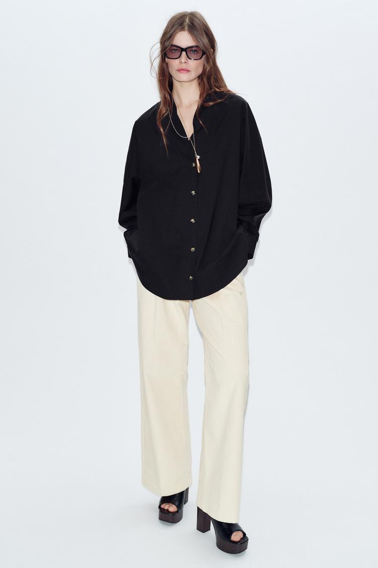V-NECK POPLIN SHIRT - Zara product image