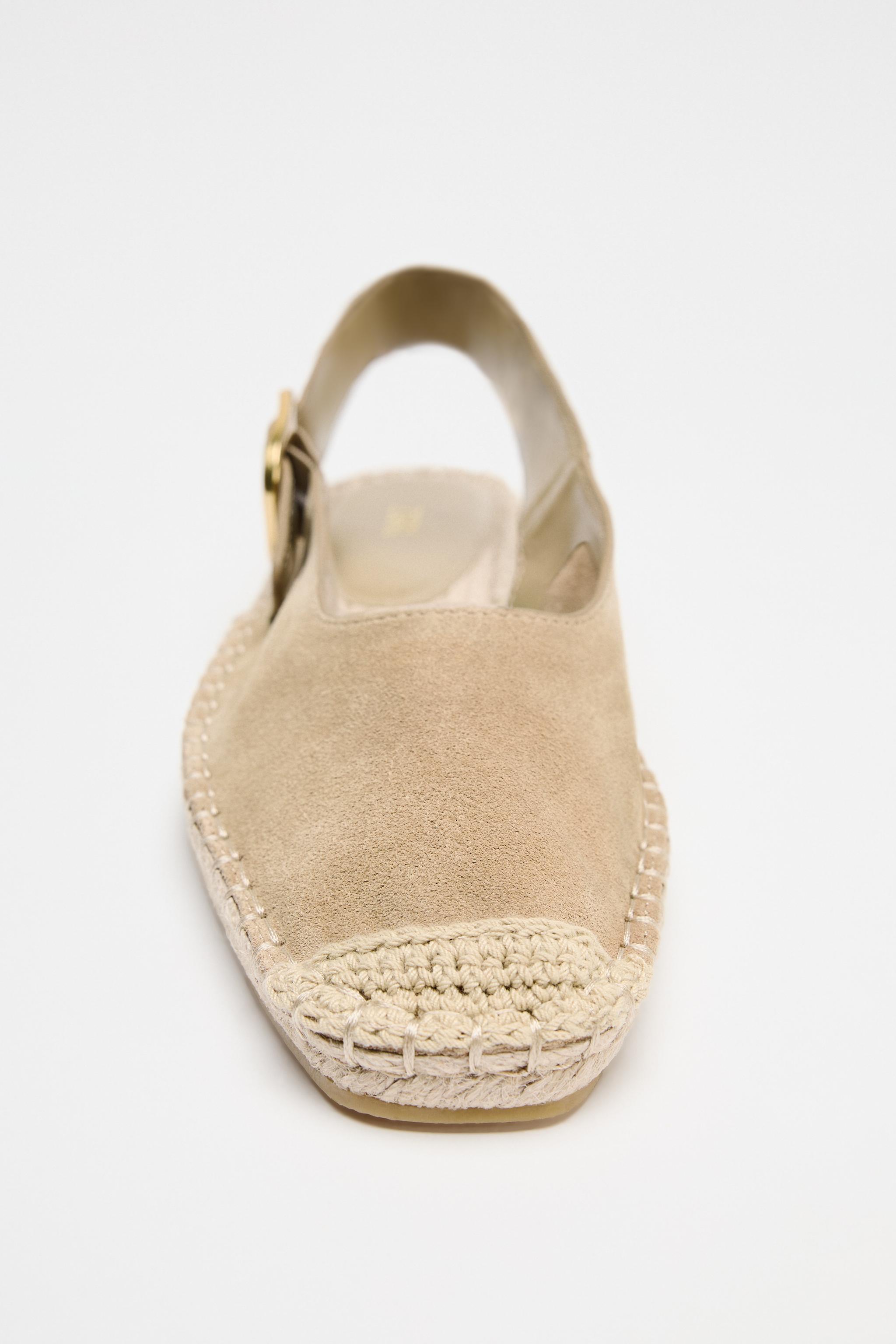SPLIT LEATHER BRAIDED SLINGBACKS
